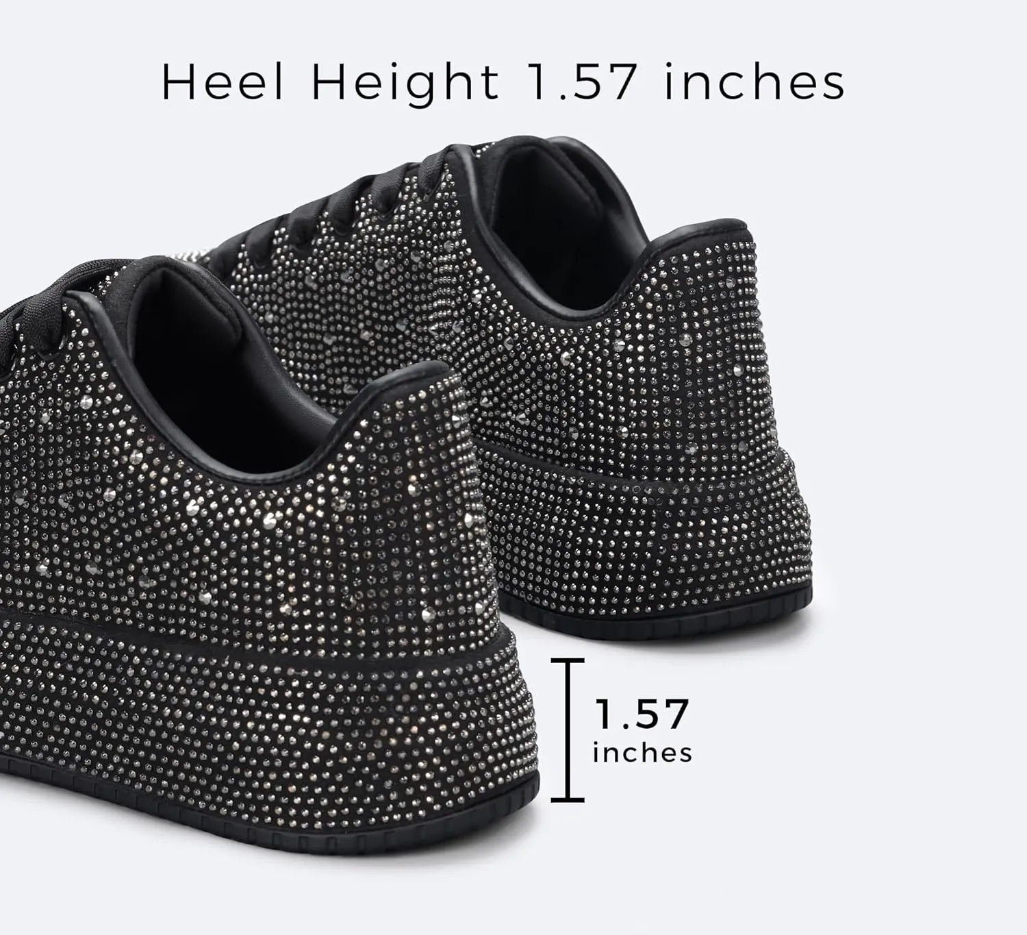 LUCKY STEP Rhinestone Sneakers for Women Platform Sparkly Glitter Bling Tennis Shoes Fashion Bedazzled Wedding Bridal Party Walking Sneakers