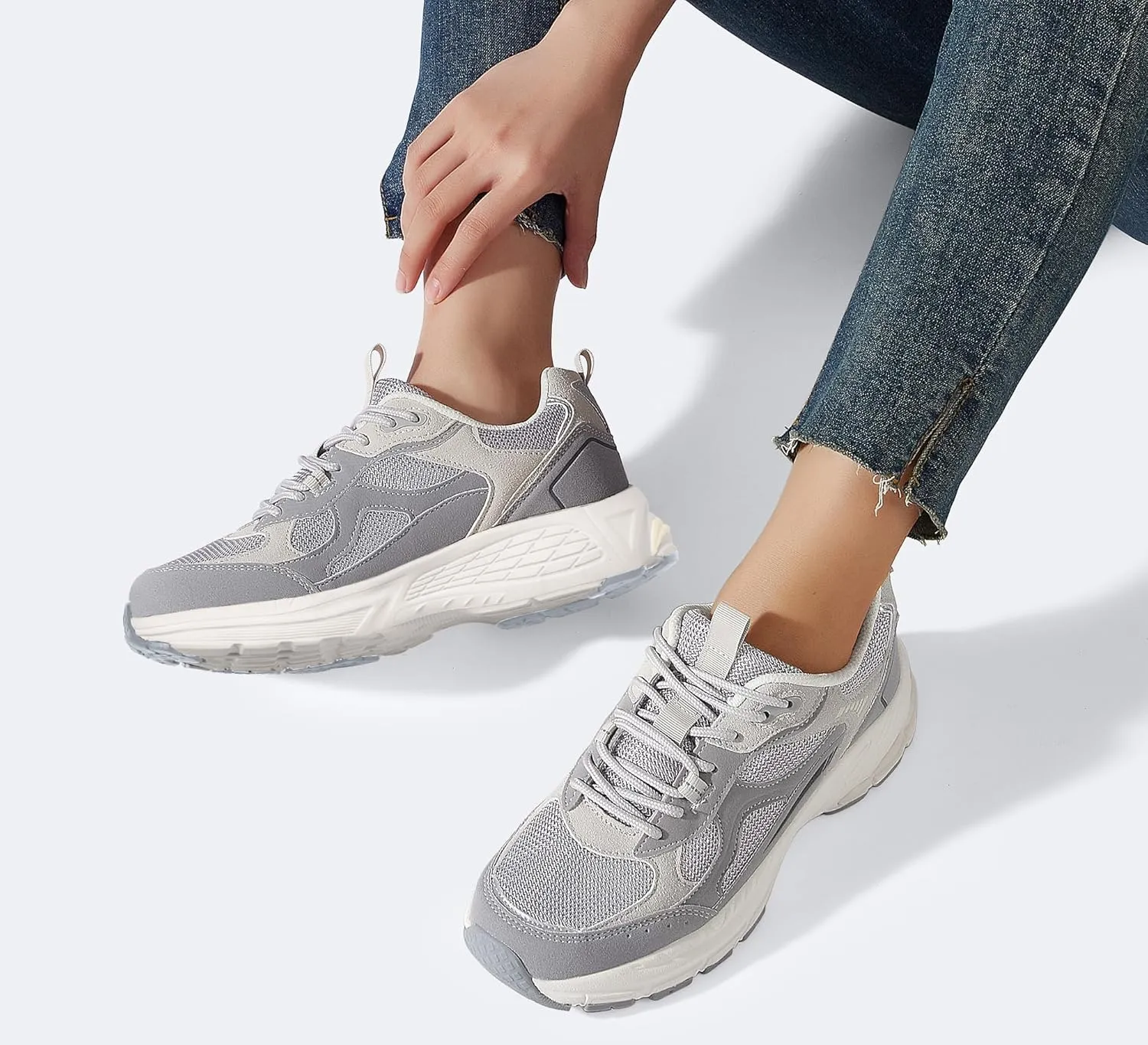 LUCKY STEP Women's Platform Chunky Fashion Sneakers Mesh Casual Running Tennis Workout Sport Work Trendy Athletic Walking Shoes