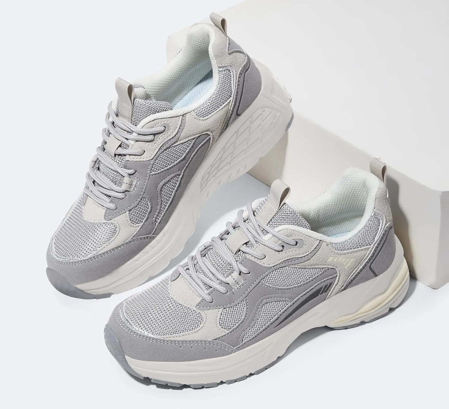 LUCKY STEP Women's Platform Chunky Fashion Sneakers Mesh Casual Running Tennis Workout Sport Work Trendy Athletic Walking Shoes