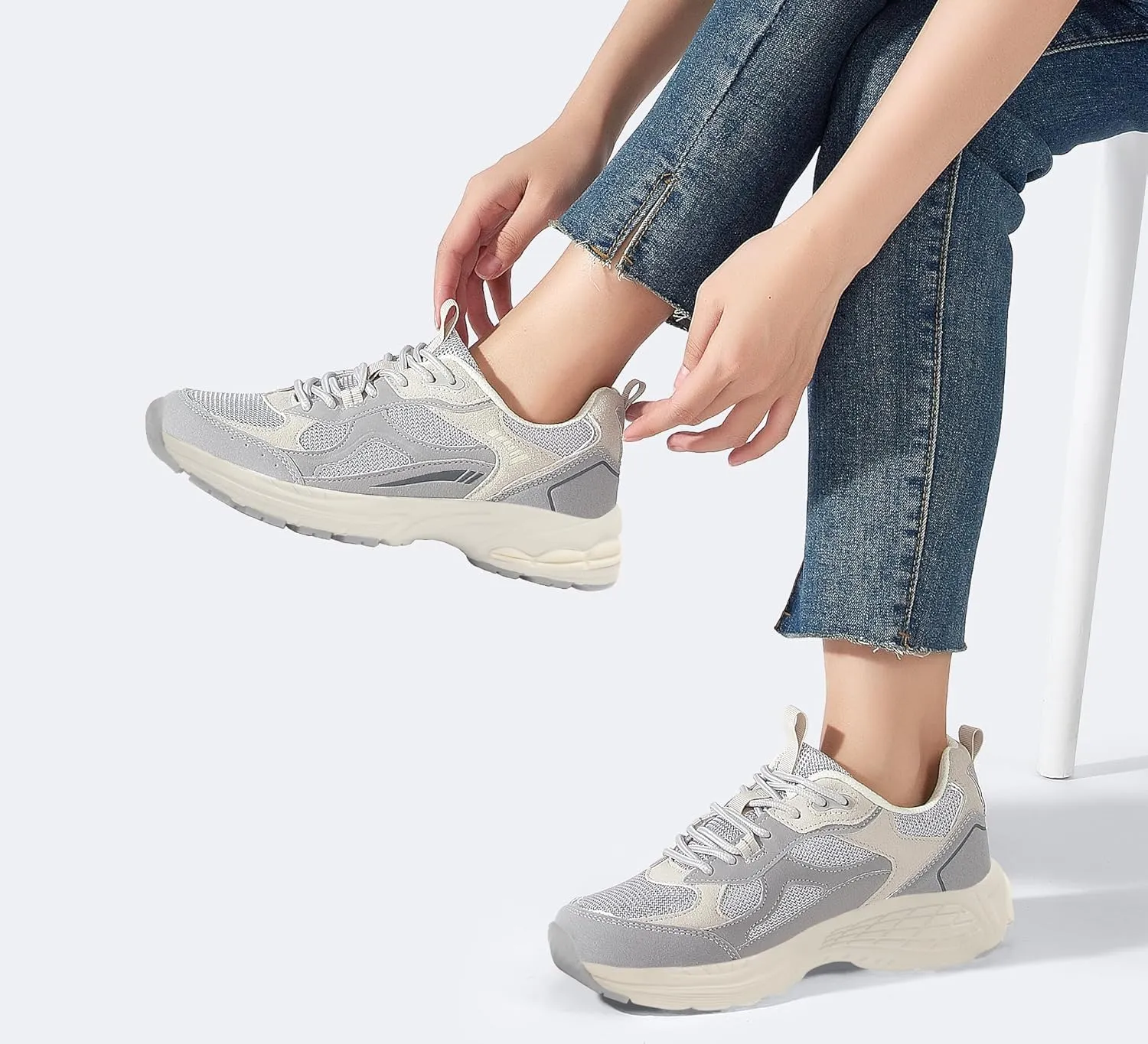 LUCKY STEP Women's Platform Chunky Fashion Sneakers Mesh Casual Running Tennis Workout Sport Work Trendy Athletic Walking Shoes