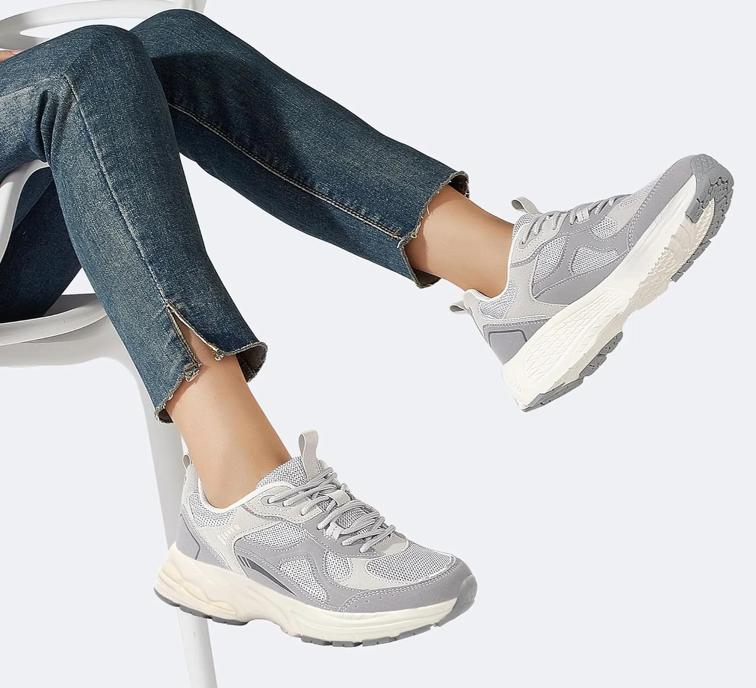 LUCKY STEP Women's Platform Chunky Fashion Sneakers Mesh Casual Running Tennis Workout Sport Work Trendy Athletic Walking Shoes