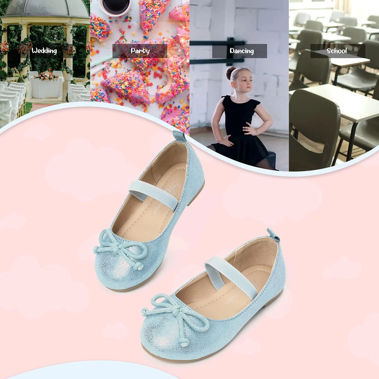 Luffymomo Girls Mary Jane Dress Shoes Party Princess Flats Strap Ballet Dance Shoes Toddler/Little Kid