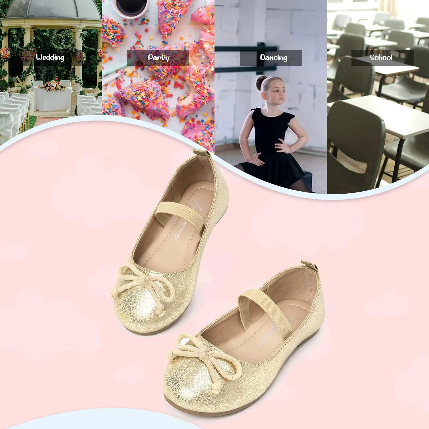 Luffymomo Girls Mary Jane Dress Shoes Party Princess Flats Strap Ballet Dance Shoes Toddler/Little Kid
