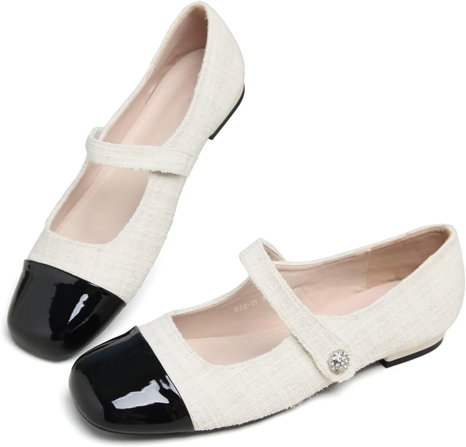 LUXINYU Flats for Women Dressy Square Toe Ankle Strap Mary Jane Shoes Casual Slip On Flats Comfortable Ballet Flats
