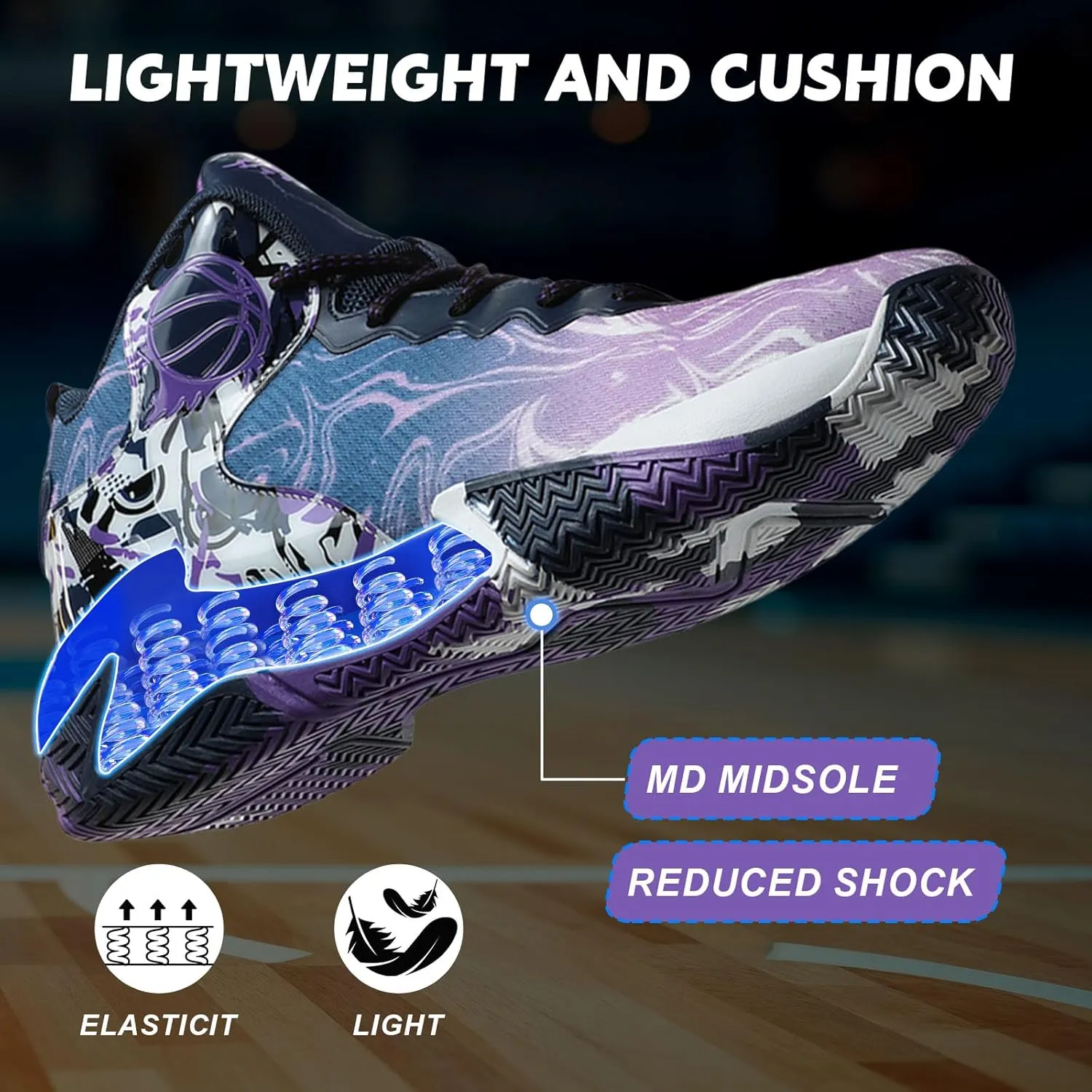 MAIZUN Mens Basketball Shoes Fashion Non-Slip Lightweight Breathable Outdoor Sneakers Cushioning Workout Shoes for Running Walking Sports Training