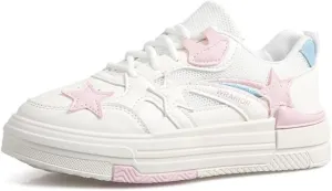 Marshmallow Korean Star Chunky Shoes Milk White & Pink Y2K Sneakers - Kawaii Pretty Pastel Aesthetic | Campus Vibes Women's Casual Shoes for Students, Ins Outfits & Trendy Instagram Fashion