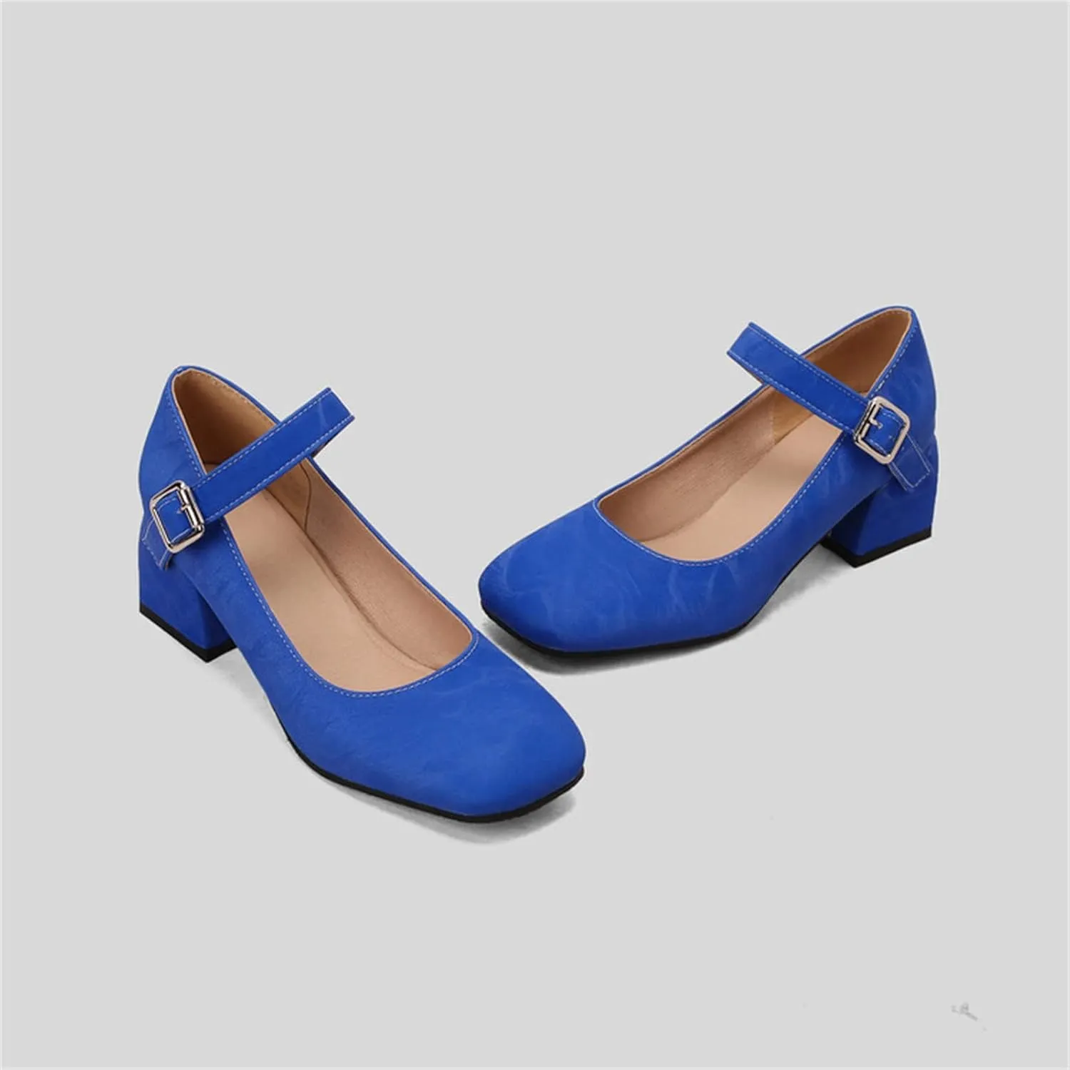Mary Janes for Women Chunky Heel Pumps Square Toe Dress Shoes Ankle Strap Office Shoes Vintage Heels