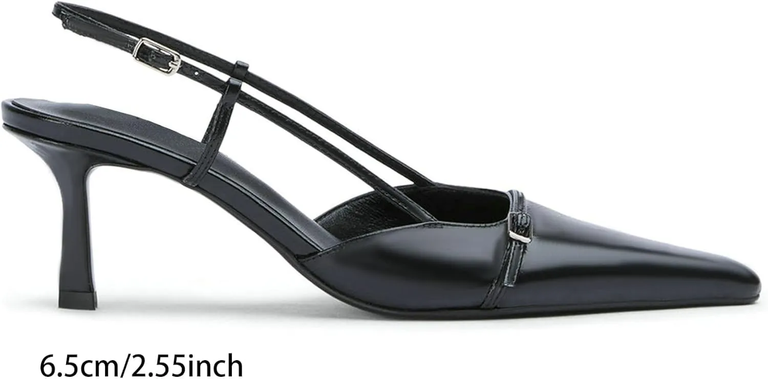 MAVMAX Slingback Heels for Women Bow Pointed Close Toe Stilettos High Kitten Heels Pumps Dress Party Heeled Sandals