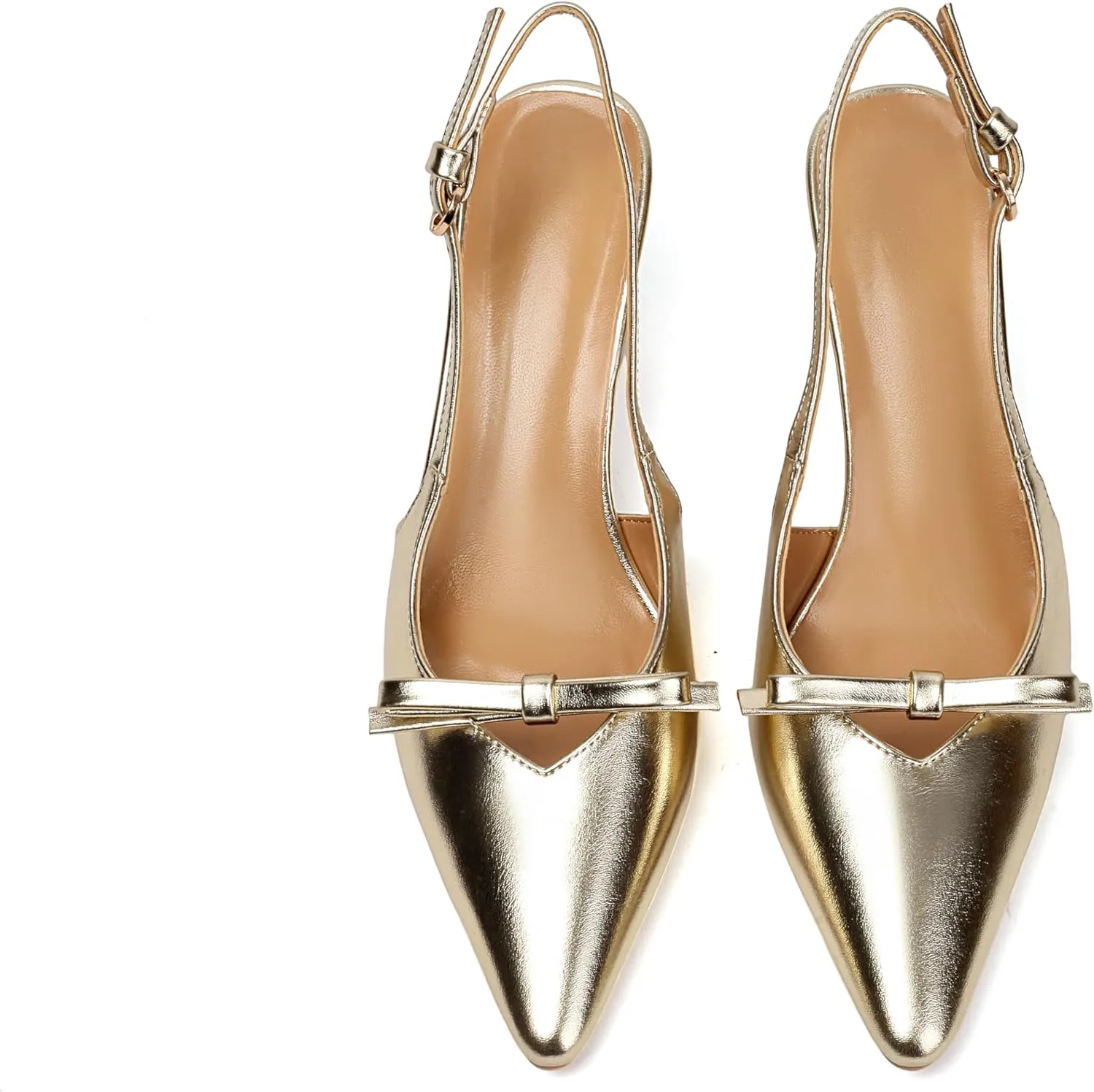 MAVMAX Slingback Heels for Women Bow Pointed Close Toe Stilettos High Kitten Heels Pumps Dress Party Heeled Sandals