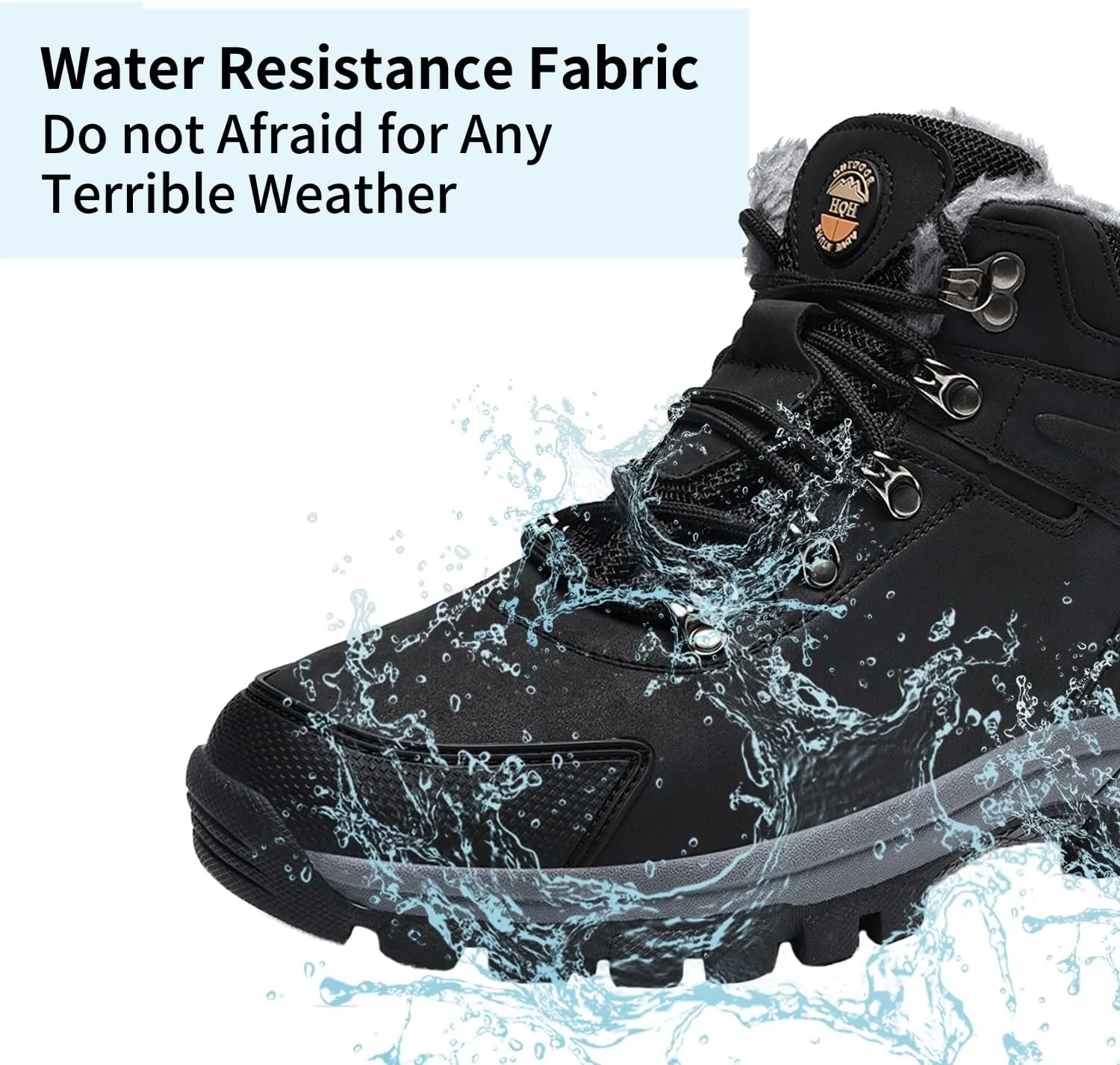 MEHOTO Men Women Warm Snow Boots, Soft Warm Sole Fur Lined Waterproof Anti Klip Winter Ankle Hiking Climping Walking Booties