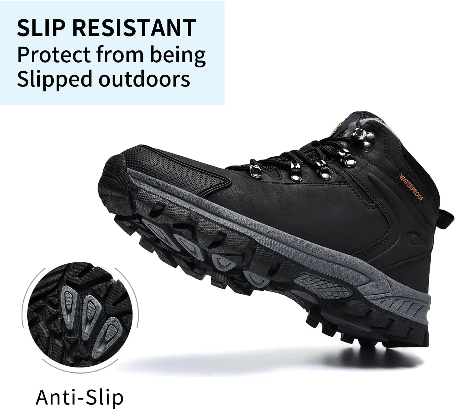 MEHOTO Men Women Warm Snow Boots, Soft Warm Sole Fur Lined Waterproof Anti Klip Winter Ankle Hiking Climping Walking Booties