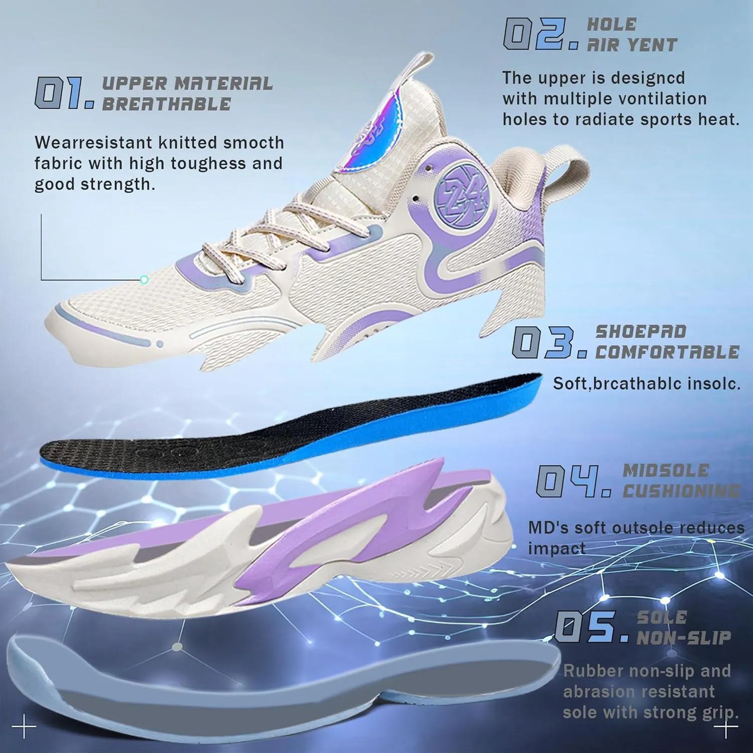 Men Basketball Shose Breathable Men Non Slip Outdoor Fashion Sneakers