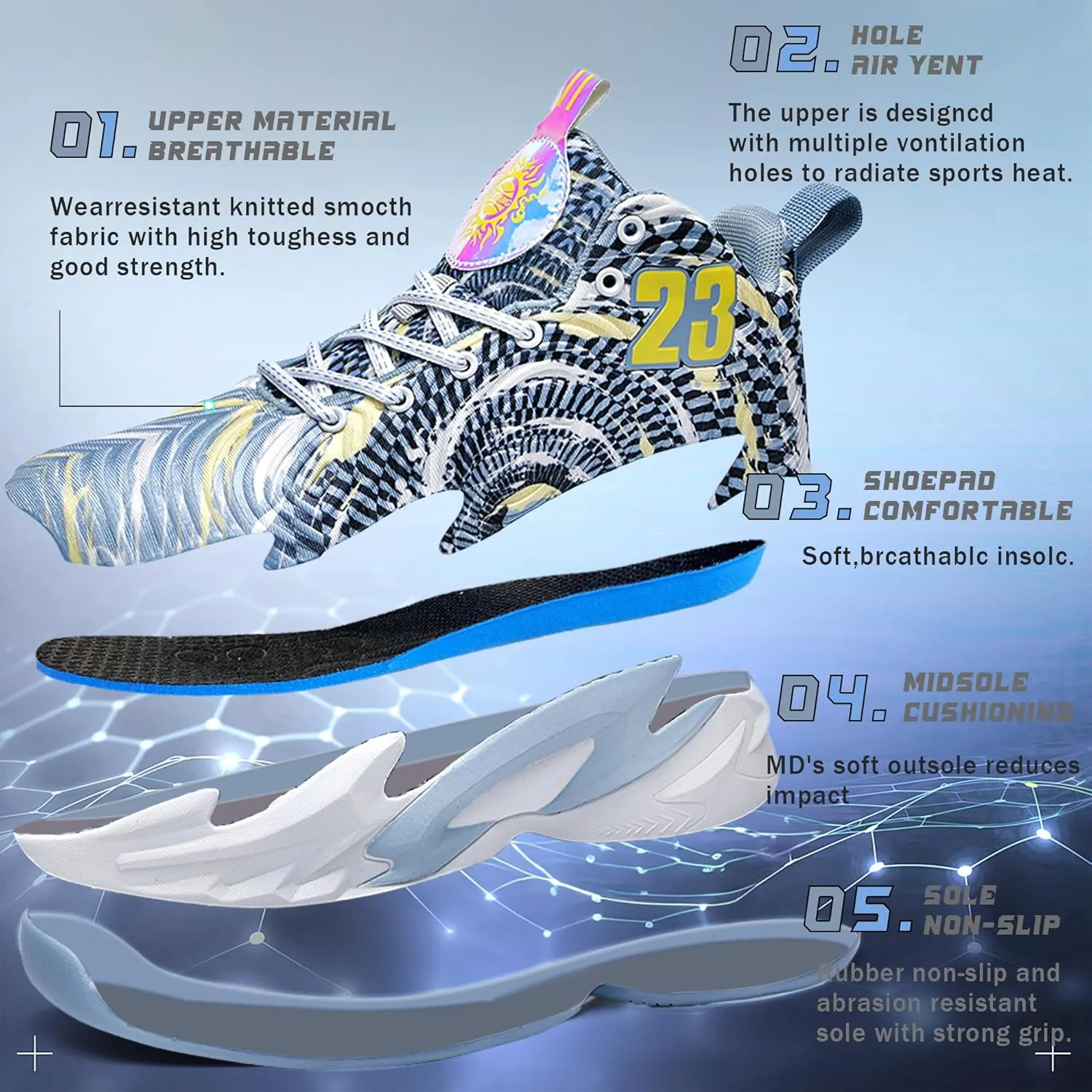 Men Basketball Shose Breathable Men Non Slip Outdoor Fashion Sneakers