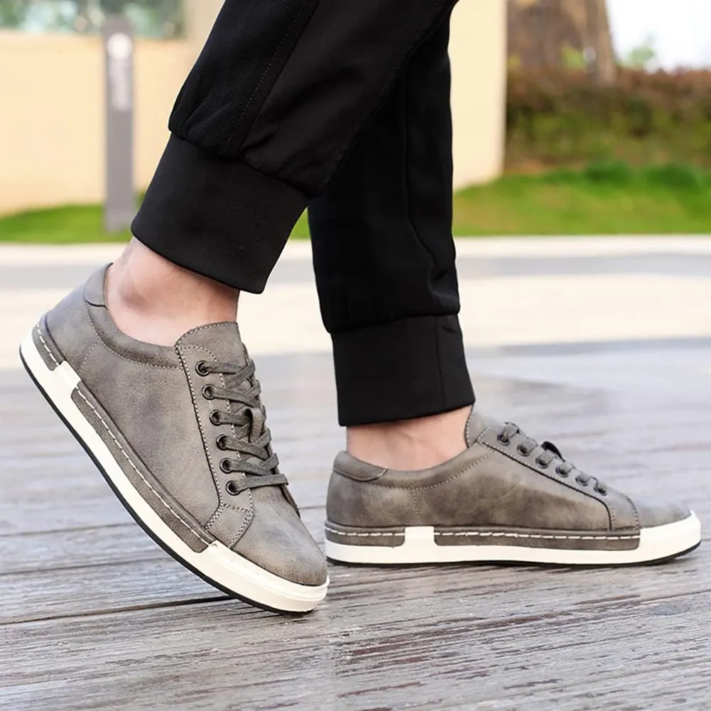 Men Leather Casual Shoes Lace-up Oxford Fashion Non-Slip Flats Trendy Business Comfortable Sneakers