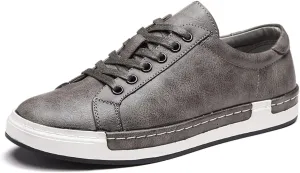 Men Leather Casual Shoes Lace-up Oxford Fashion Non-Slip Flats Trendy Business Comfortable Sneakers