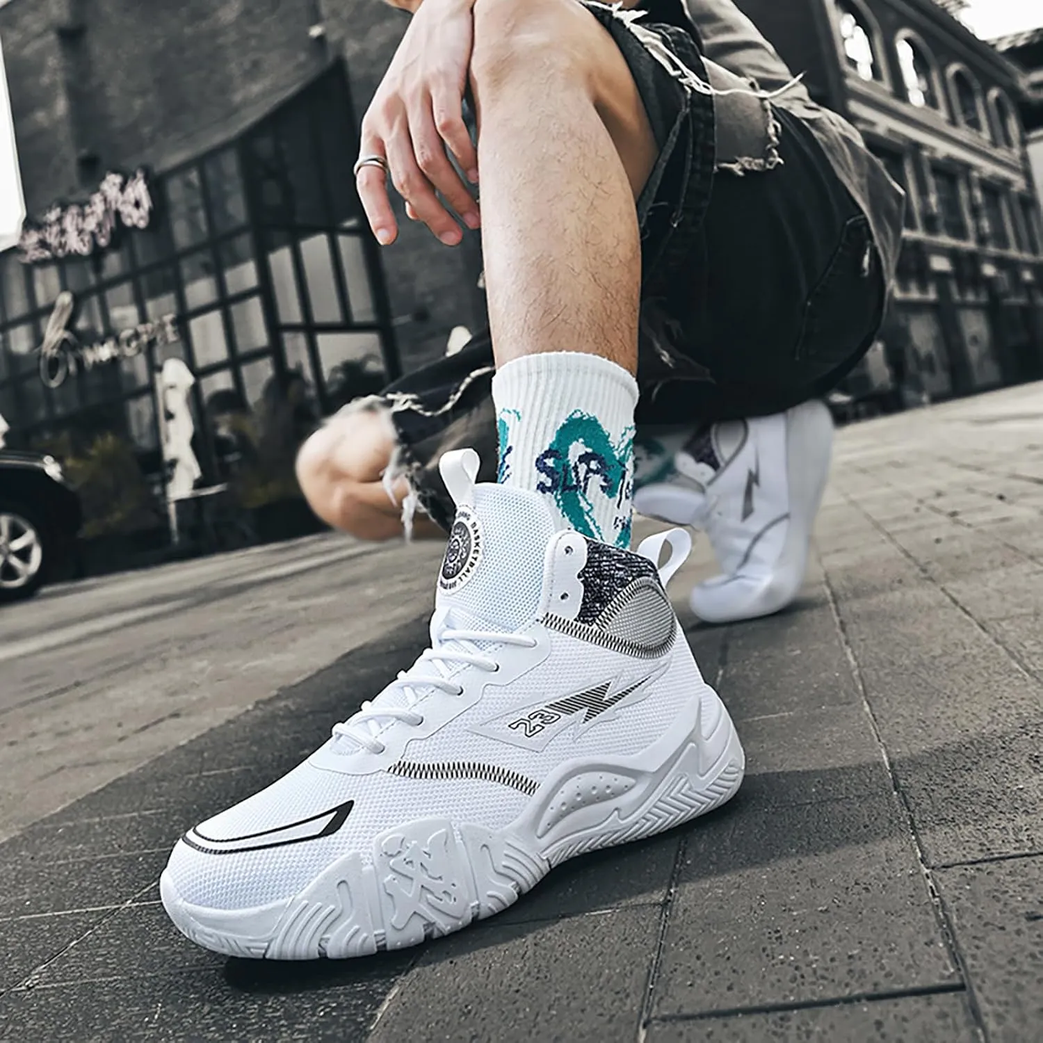 Mens Basketball Shoes Womens High Top Breathable Sneakers Fashion Non Slip Outdoor Sport Shoes Volleyball Shoes