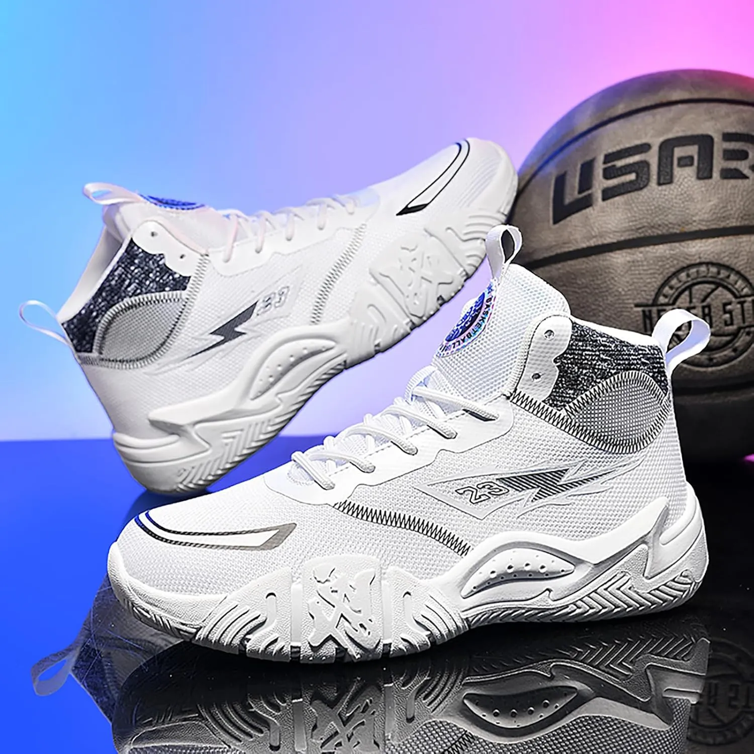 Mens Basketball Shoes Womens High Top Breathable Sneakers Fashion Non Slip Outdoor Sport Shoes Volleyball Shoes