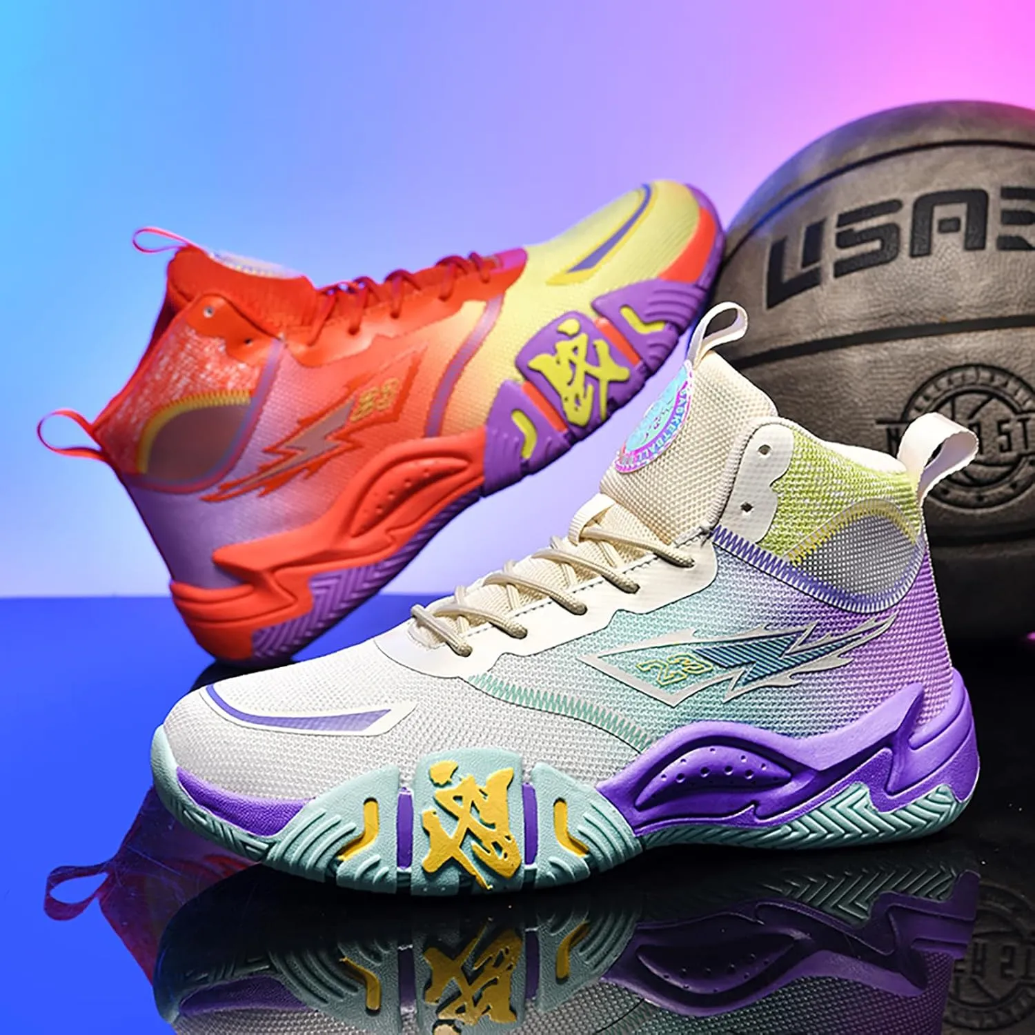 Mens Basketball Shoes Womens High Top Breathable Sneakers Fashion Non Slip Outdoor Sport Shoes Volleyball Shoes