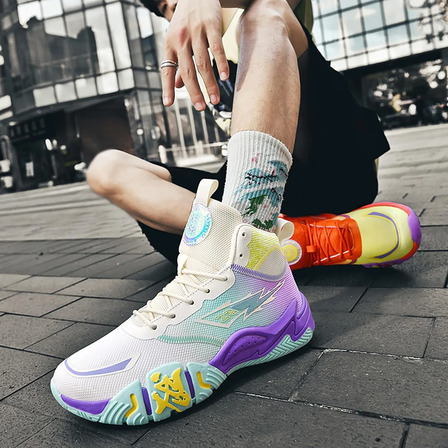 Mens Basketball Shoes Womens High Top Breathable Sneakers Fashion Non Slip Outdoor Sport Shoes Volleyball Shoes