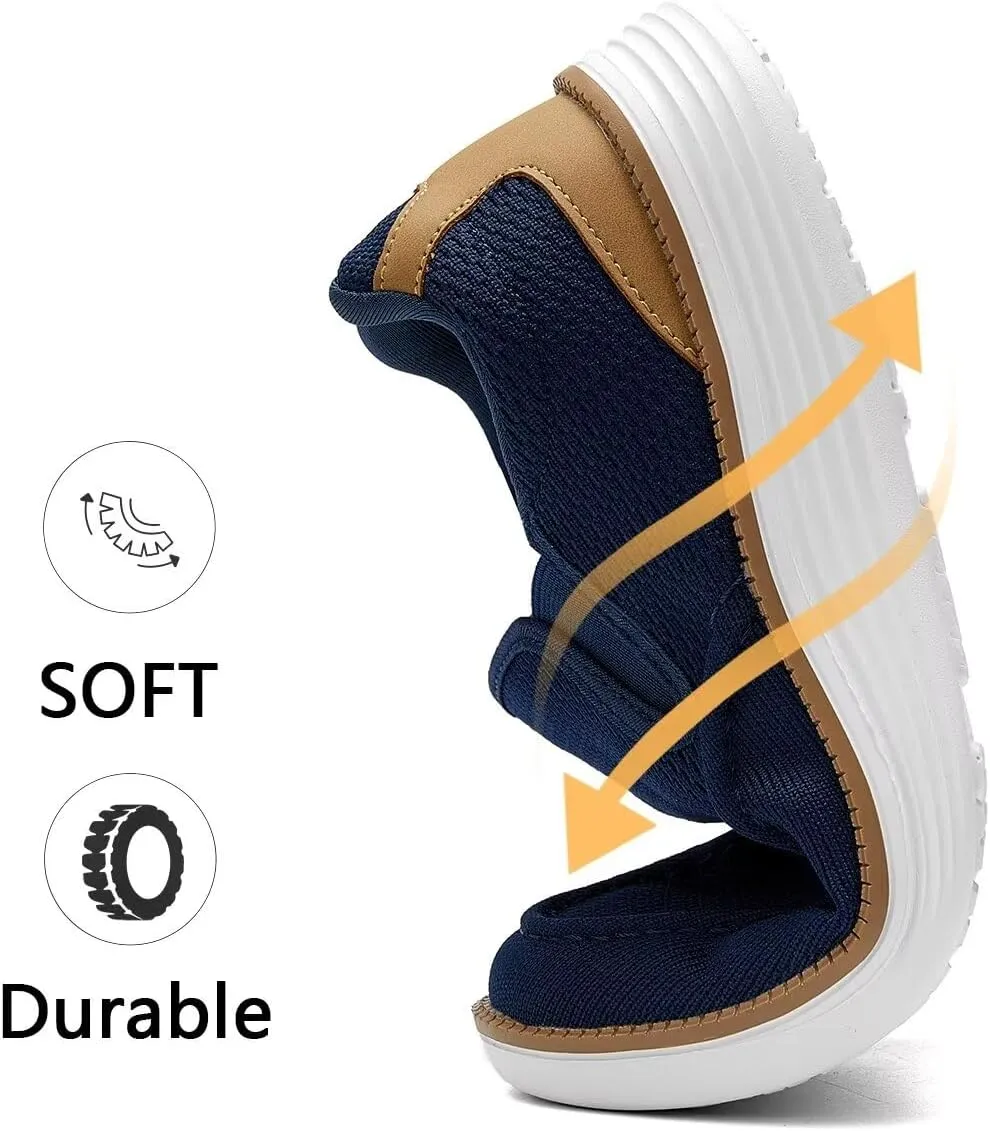 Mens Boat Shoes Casual Loafers Slip On Walking Dress Sneakers Mesh Business Oxfords Work Lightweight Soft Sole