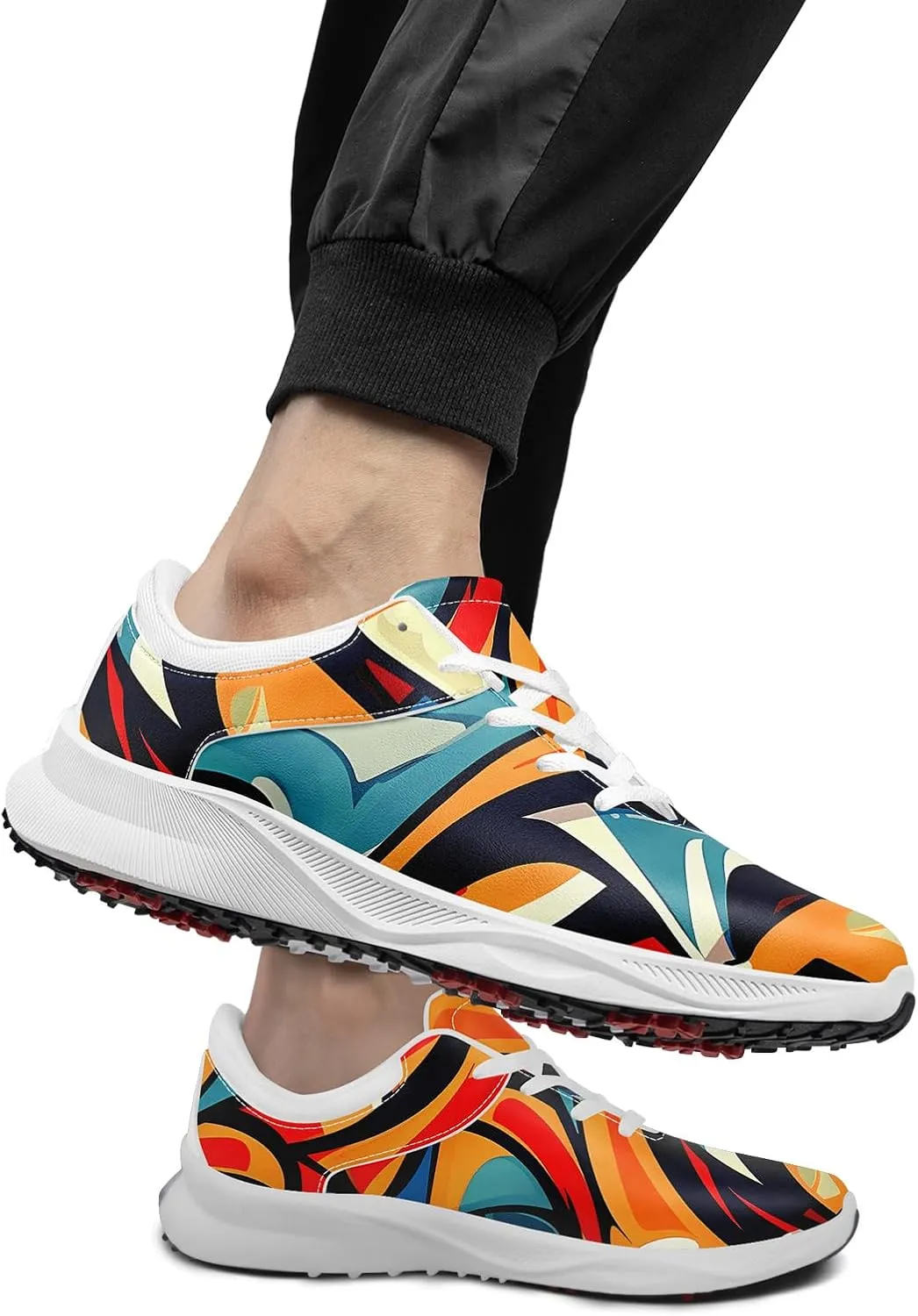 Men's Graffiti Spikeless Golf Shoes Waterproof Air-Outer Anti-Slip Sport Shoes Street Style Comfort Golf Sneakers for Women