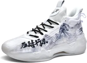 Men's High-Top Basketball Shoes - Slip-Resistant Durability, Street Art Design Athletic Sneakers for Indoor/Outdoor Sports