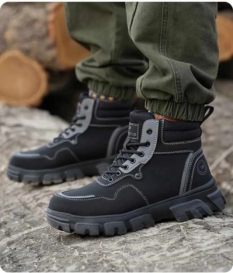 Men's High-Top Waterproof Hiking Boots with Anti-Slip Traction and Durable Construction