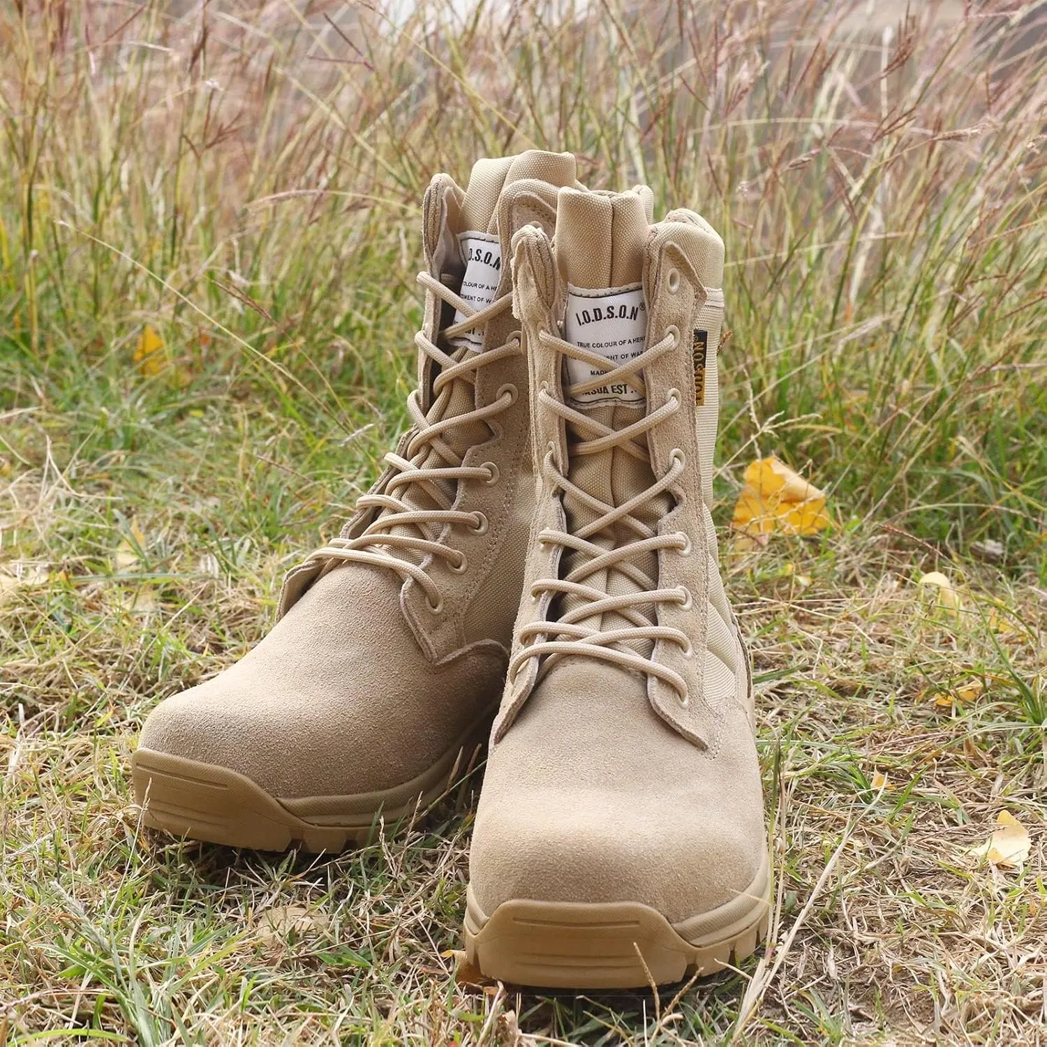 Men's Military Tactical Boots with Side Zipper, Puncture Resistant, Desert Combat, Army Jungle, 8 Inch Lightweight Hiking Boots