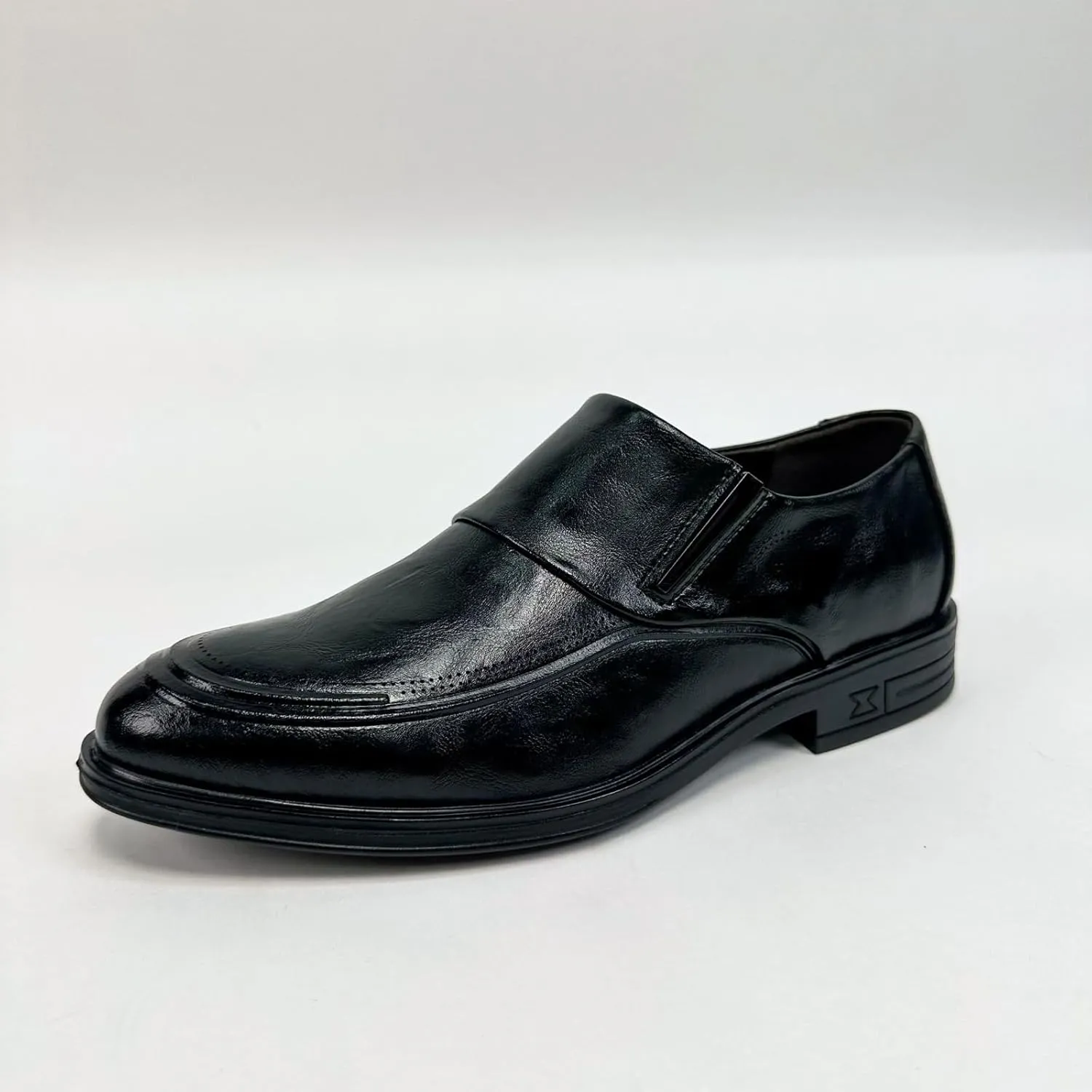 Men's Retro Leather Slip on Loafers Casual Business Dress Shoes Classic Comfortable Side Elastic Band Low top Anti-Slip Oxford Business Work Shoes