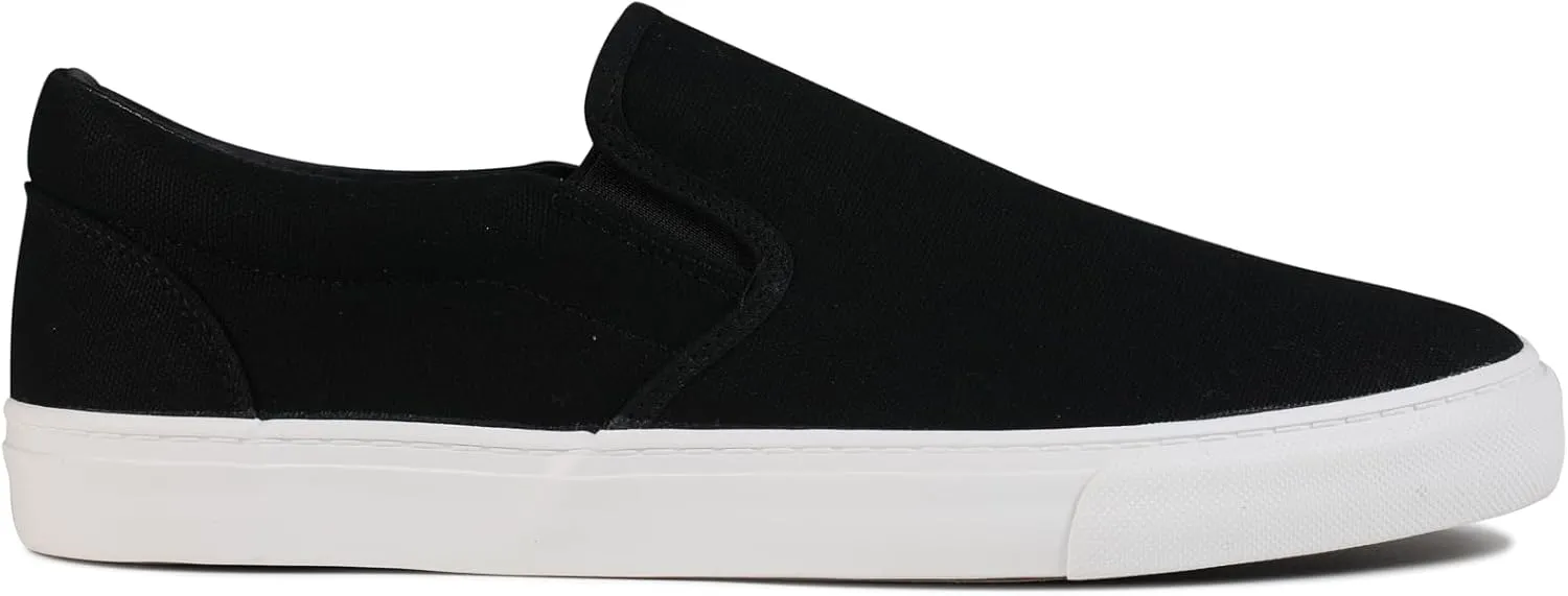 Men's Sneakers Classic Low Top Slip On Shoes Wide Canvas Skate Loafers Sneakers with Soft Insole Causal Dress Shoes for Men Comfortable Walking Shoes Slip on Sneakers for Men