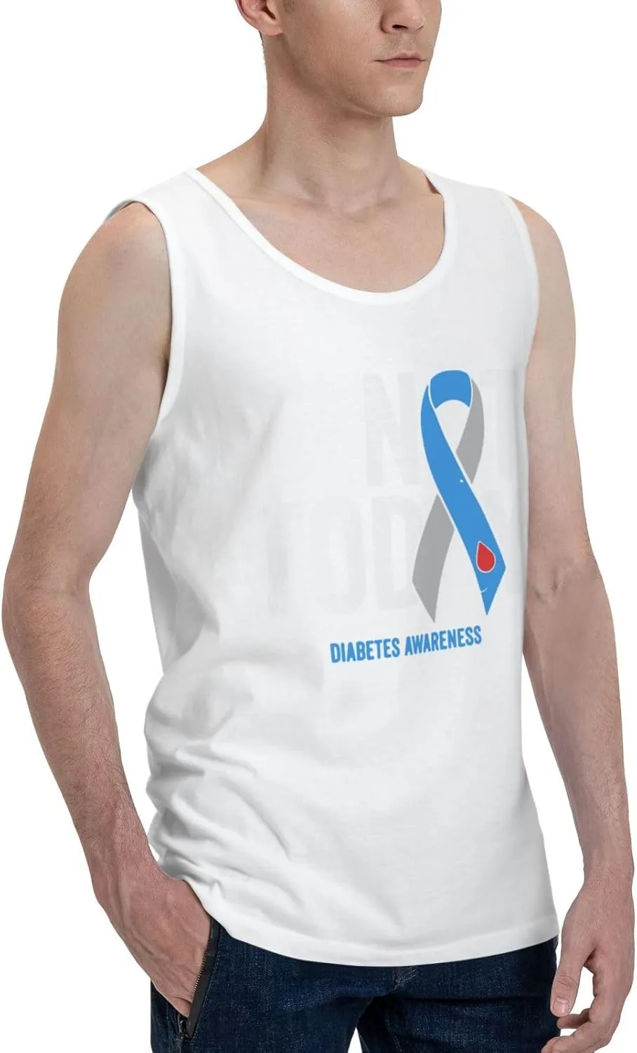 Men's Tank Top Sleeveless Tees Diabetes Awareness Quick Dry Sport Shirts Muscle Workout Gym Beach T-Shirts