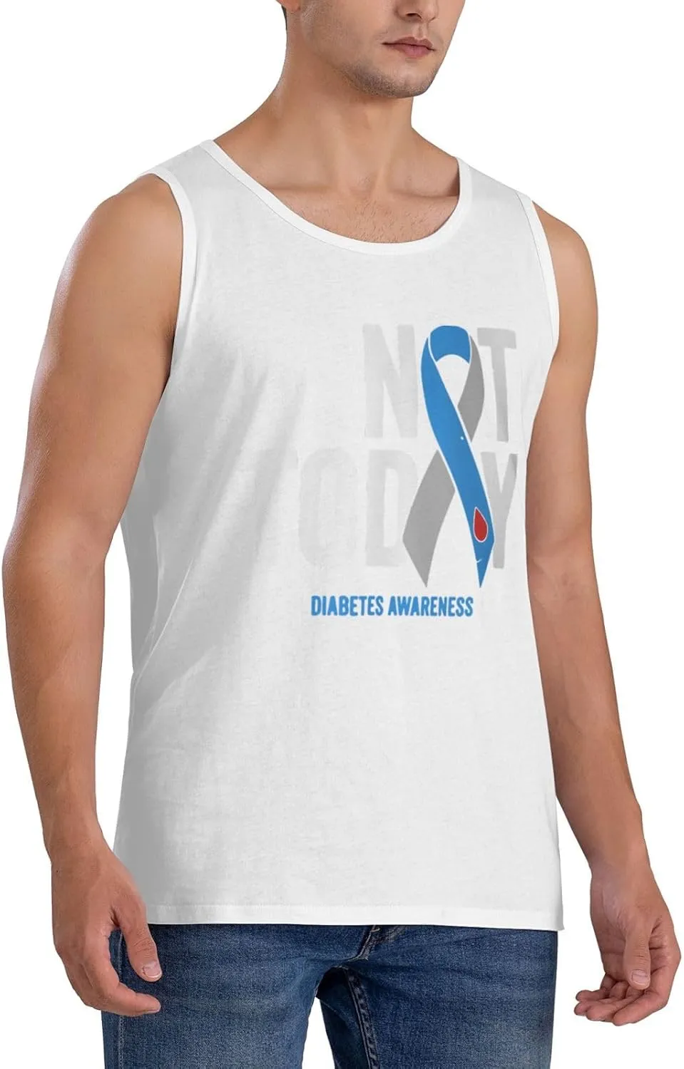 Men's Tank Top Sleeveless Tees Diabetes Awareness Quick Dry Sport Shirts Muscle Workout Gym Beach T-Shirts