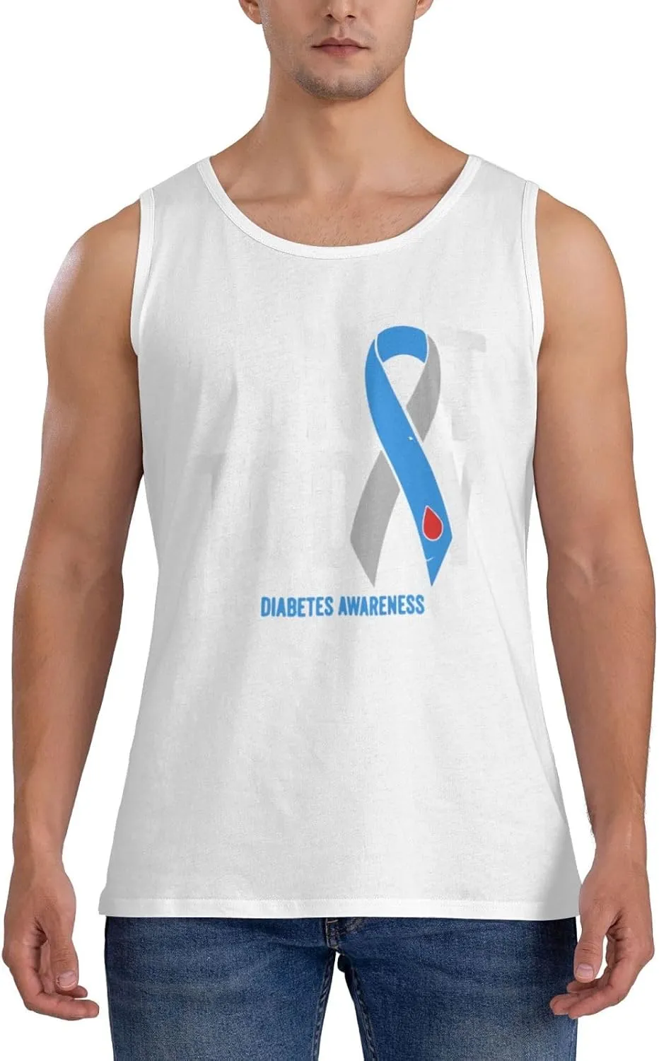 Men's Tank Top Sleeveless Tees Diabetes Awareness Quick Dry Sport Shirts Muscle Workout Gym Beach T-Shirts