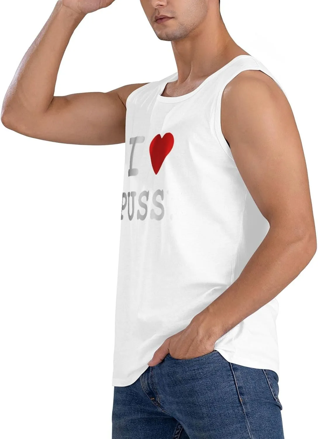 Men's Tank Top Sleeveless Tees I Love Pussy Quick Dry Sport Shirts Muscle Workout Gym Beach T-Shirts