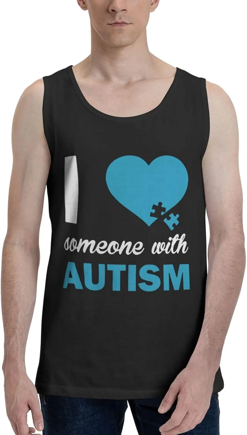 Men's Tank Top Sleeveless Tees I Love Someone with Autism Quick Dry Sport Shirts Muscle Workout Gym Beach T-Shirts