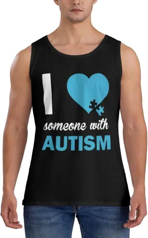 Men's Tank Top Sleeveless Tees I Love Someone with Autism Quick Dry Sport Shirts Muscle Workout Gym Beach T-Shirts