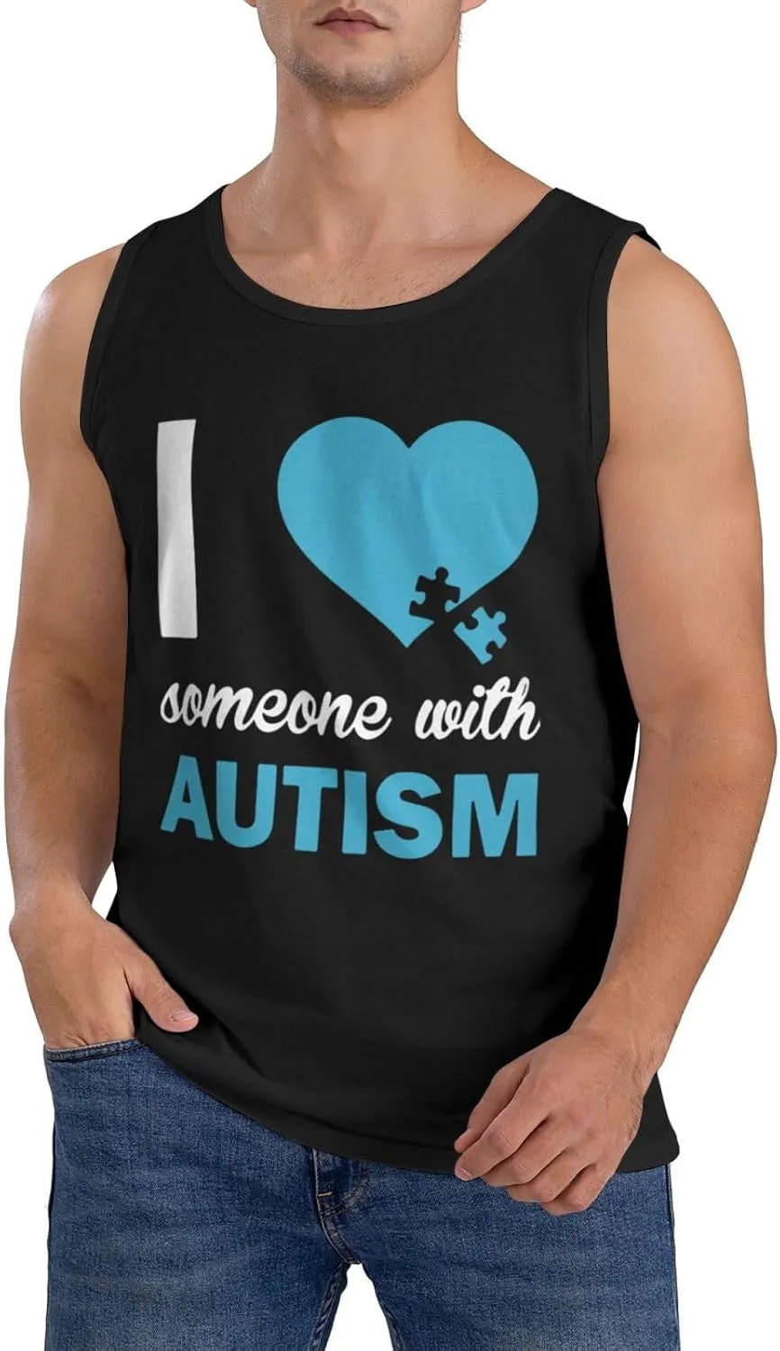 Men's Tank Top Sleeveless Tees I Love Someone with Autism Quick Dry Sport Shirts Muscle Workout Gym Beach T-Shirts