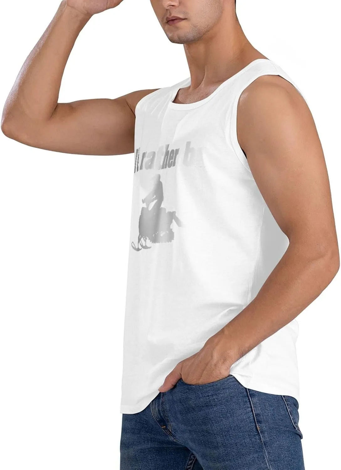 Men's Tank Top Sleeveless Tees I'd Rather Be Snowmobile Quick Dry Sport Shirts Muscle Workout Gym Beach T-Shirts