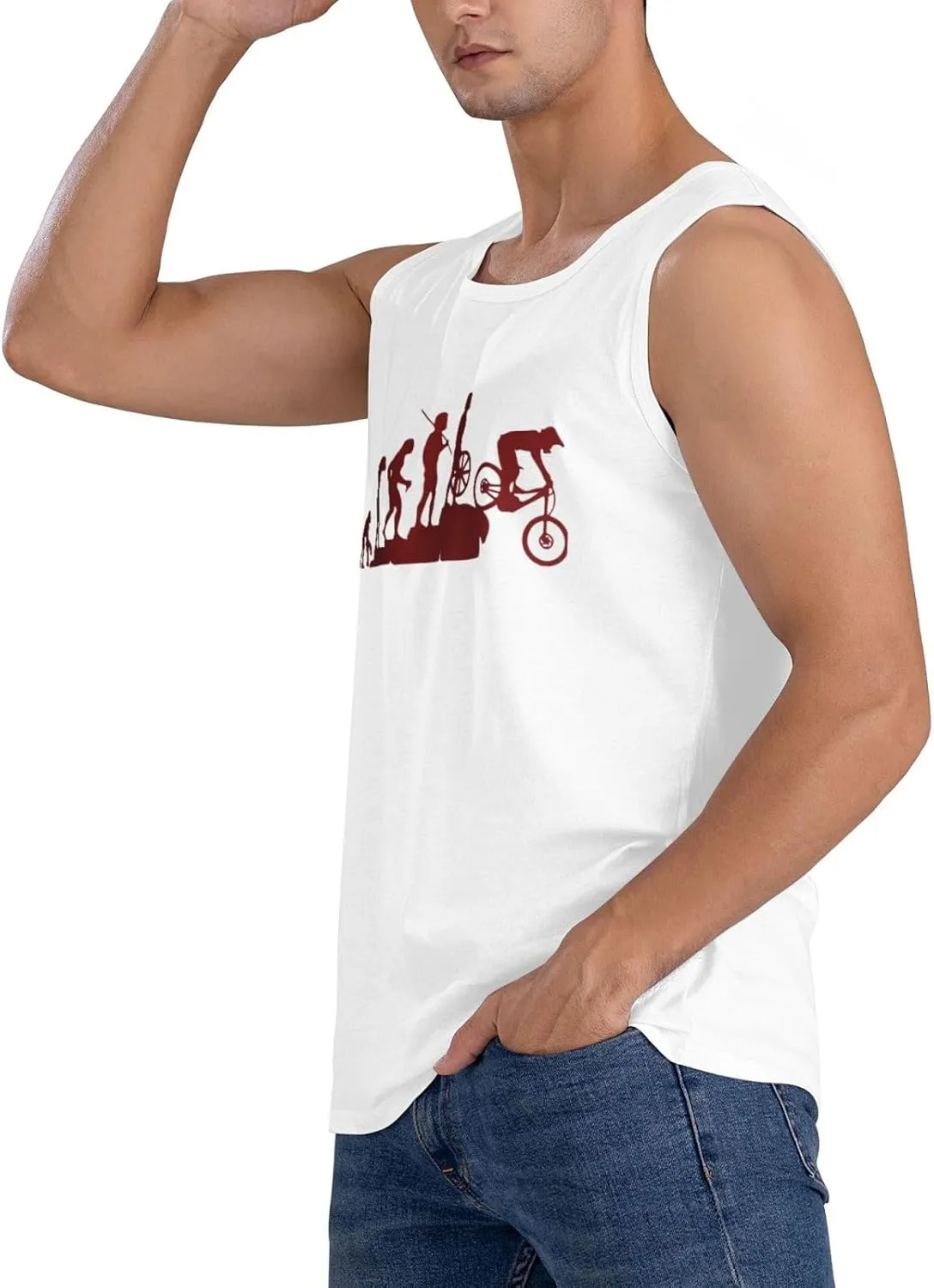 Men's Tank Top Sleeveless Tees Interesting Mountain Bike Quick Dry Sport Shirts Muscle Workout Gym Beach T-Shirts
