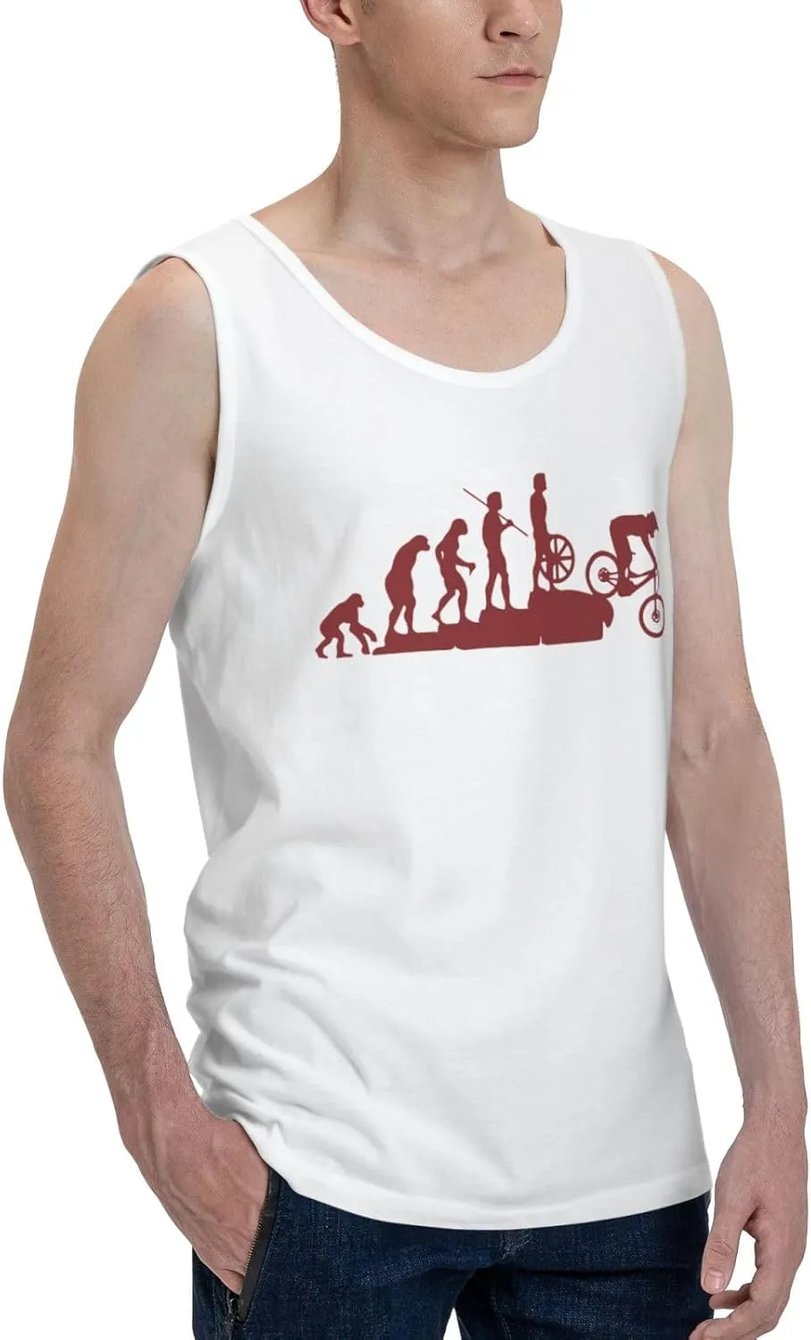 Men's Tank Top Sleeveless Tees Interesting Mountain Bike Quick Dry Sport Shirts Muscle Workout Gym Beach T-Shirts