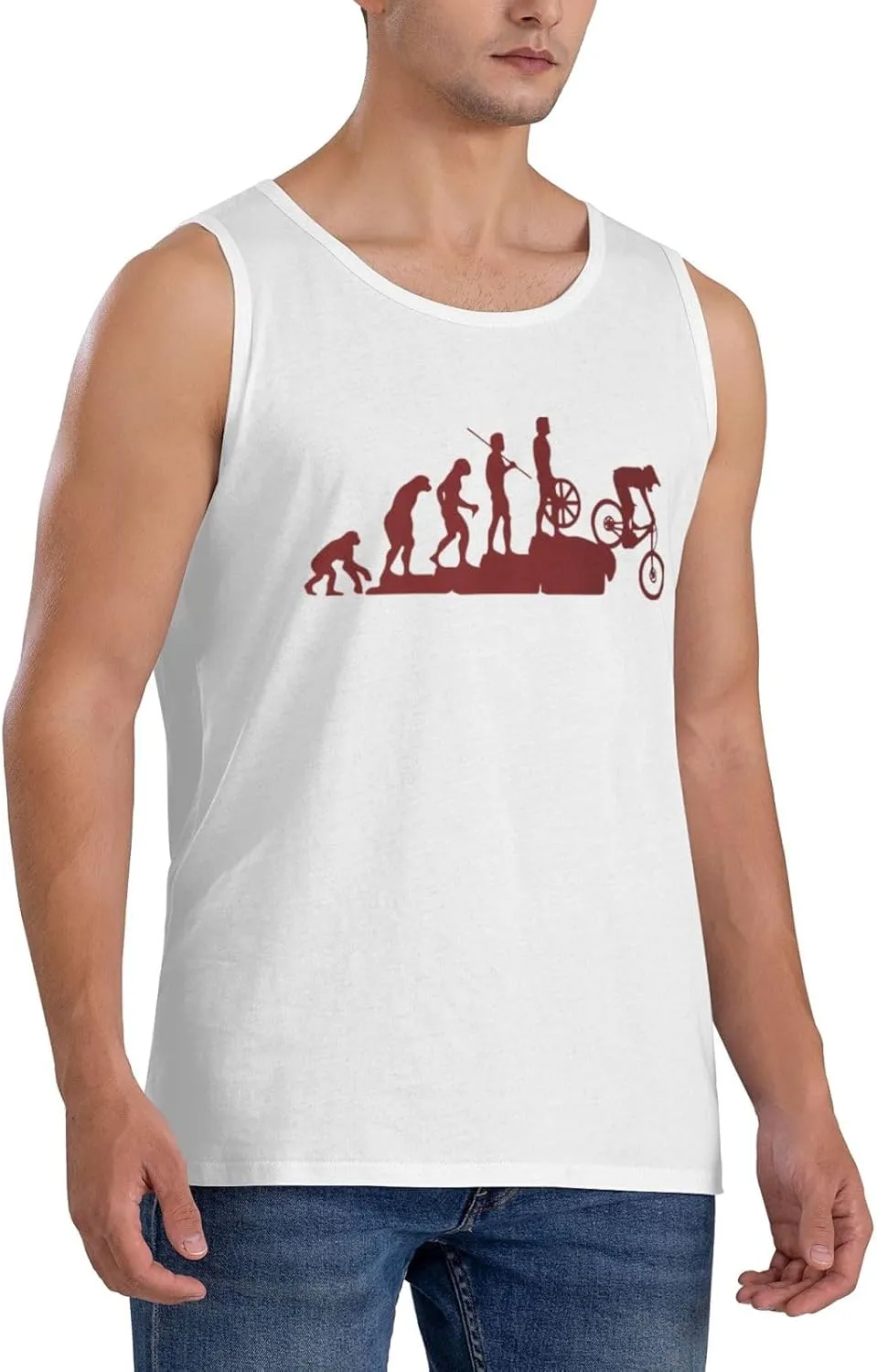 Men's Tank Top Sleeveless Tees Interesting Mountain Bike Quick Dry Sport Shirts Muscle Workout Gym Beach T-Shirts