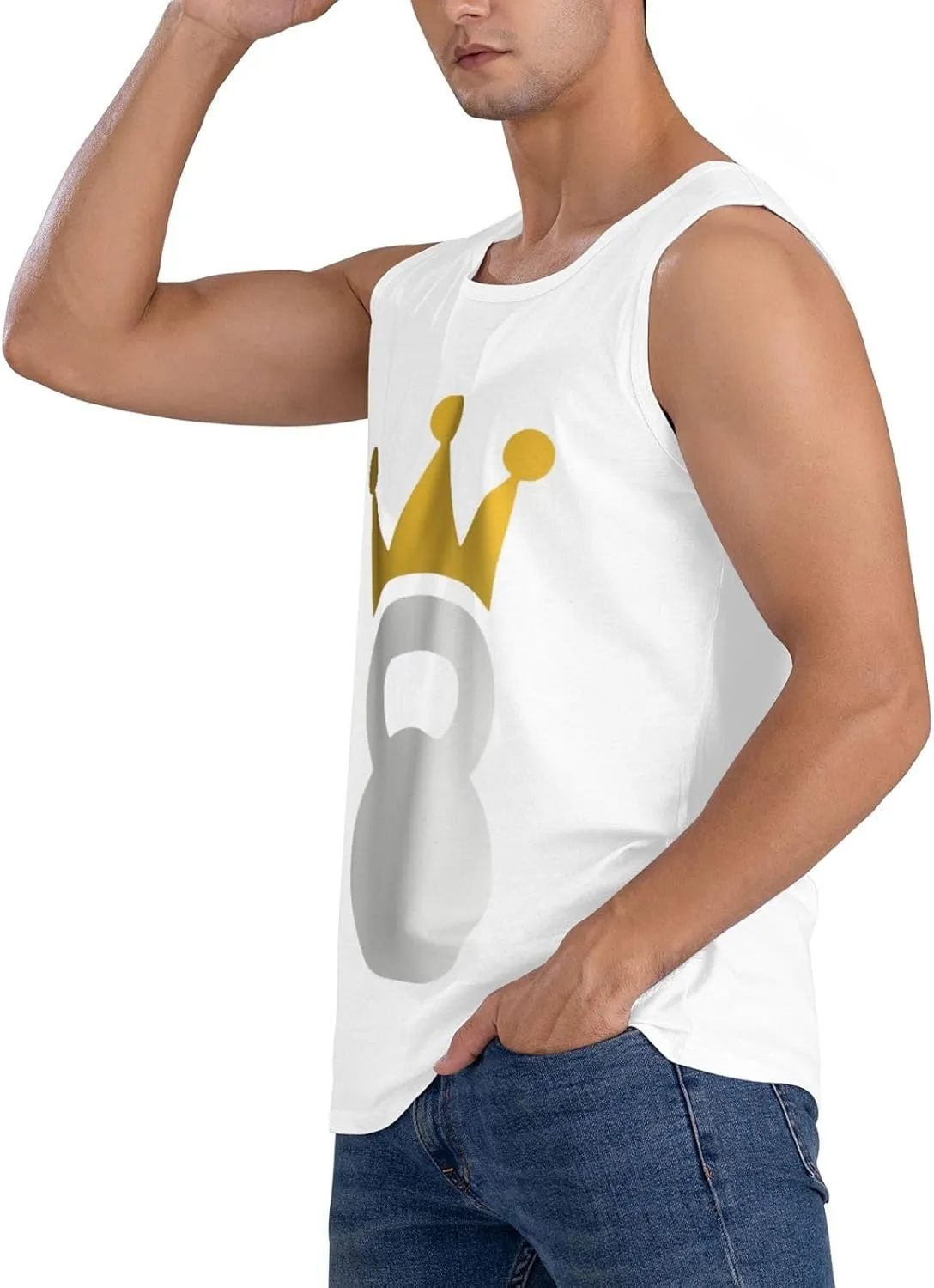 Men's Tank Top Sleeveless Tees Kettlebell Crowns Quick Dry Sport Shirts Muscle Workout Gym Beach T-Shirts