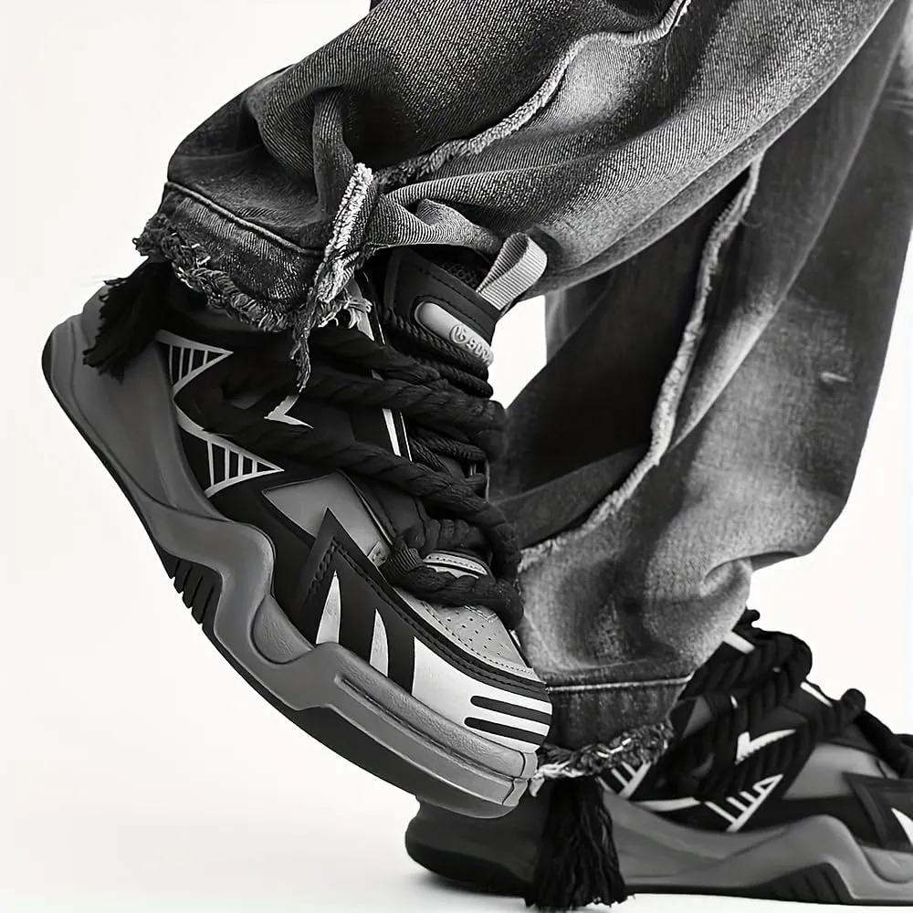 Men's Trendy Stylish Sneakers, Comfortable Wear-Resistant Skateboard Shoes for All Seasons, Street Style Footwear