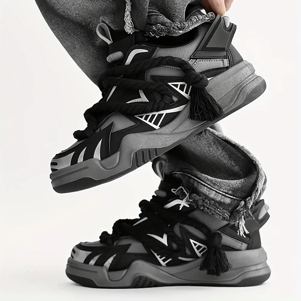 Men's Trendy Stylish Sneakers, Comfortable Wear-Resistant Skateboard Shoes for All Seasons, Street Style Footwear