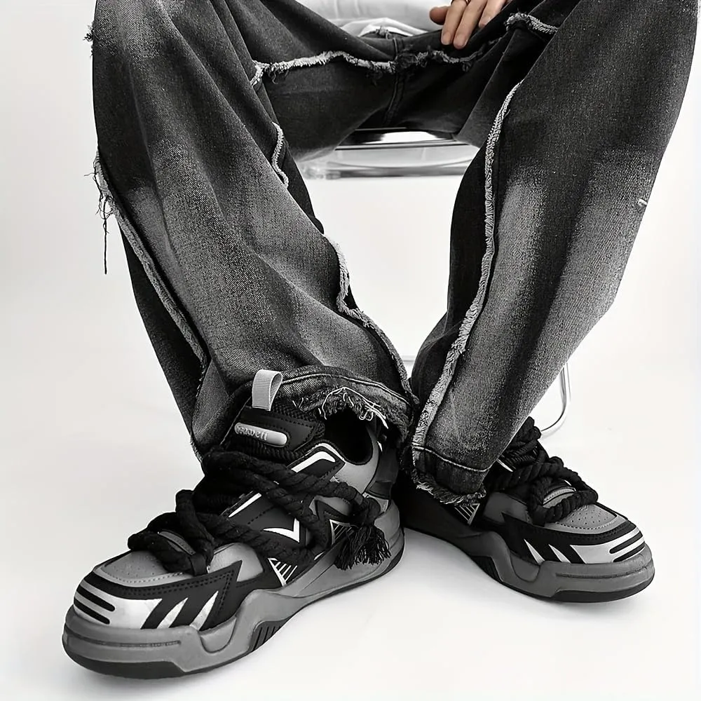 Men's Trendy Stylish Sneakers, Comfortable Wear-Resistant Skateboard Shoes for All Seasons, Street Style Footwear