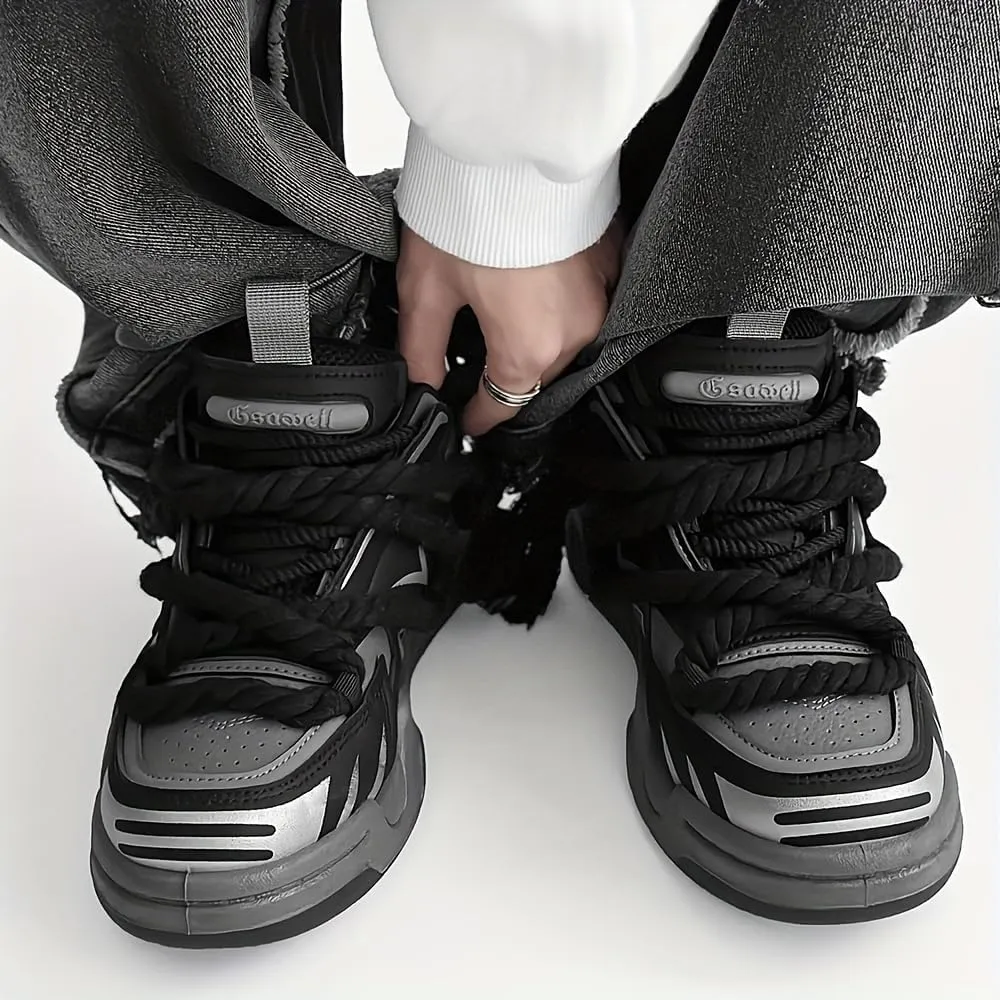 Men's Trendy Stylish Sneakers, Comfortable Wear-Resistant Skateboard Shoes for All Seasons, Street Style Footwear