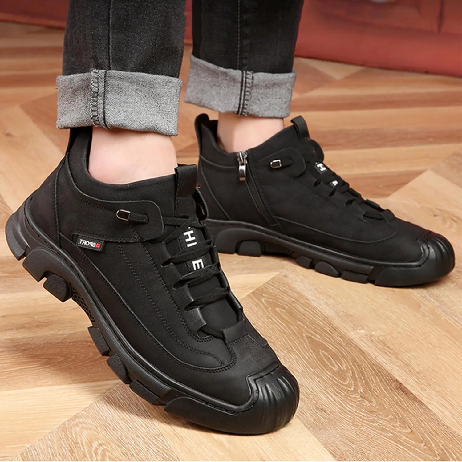 Men's Winter Waterproof Hiking Snow Boots,Comfort Thick Warm Wool Lined Non-Slip Outdoor Travel Ankle Booties Sneakers