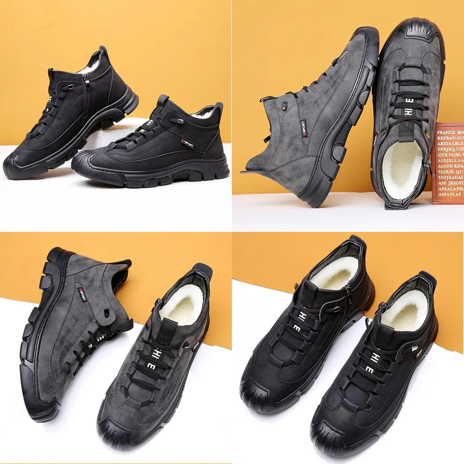 Men's Winter Waterproof Hiking Snow Boots,Comfort Thick Warm Wool Lined Non-Slip Outdoor Travel Ankle Booties Sneakers