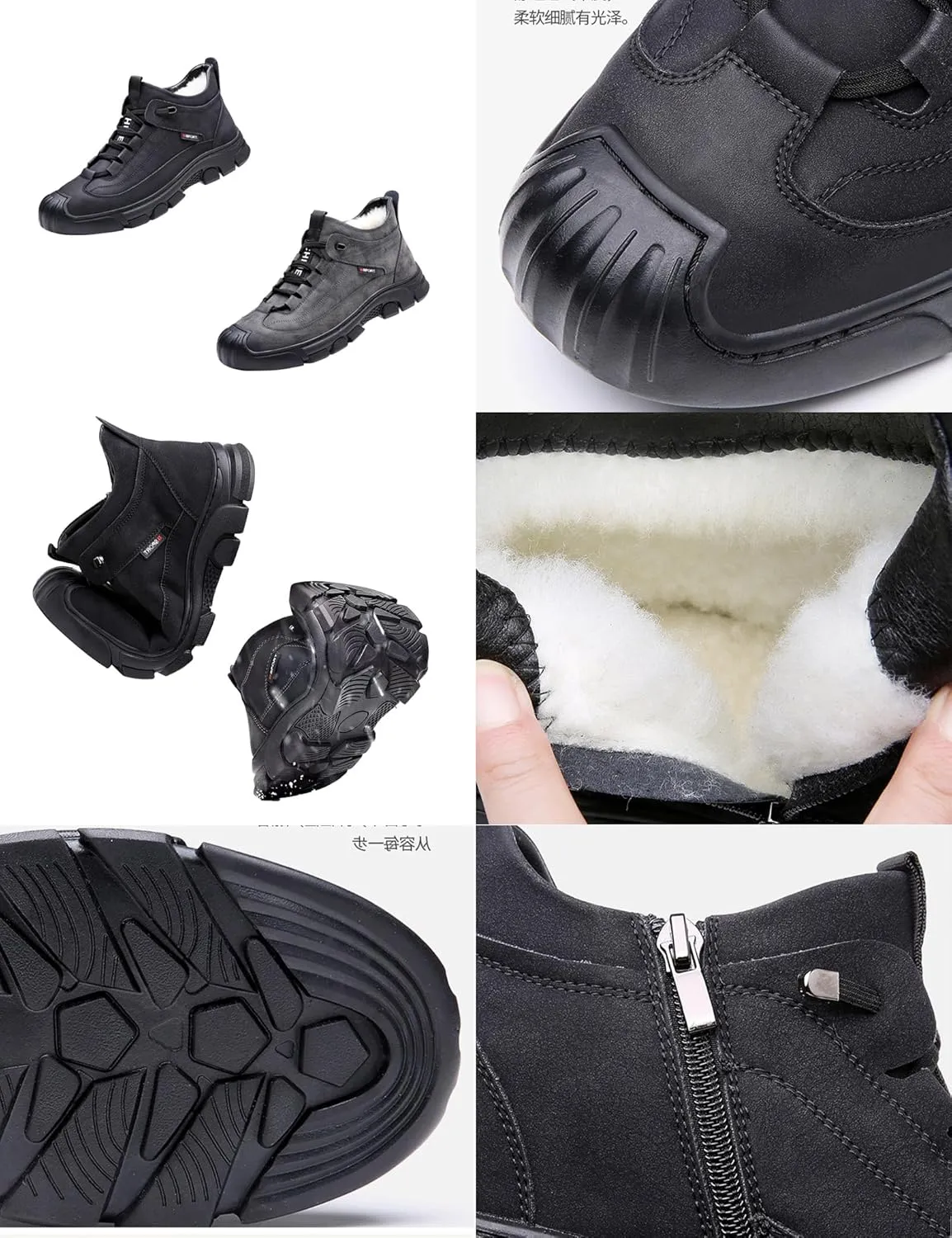 Men's Winter Waterproof Hiking Snow Boots,Comfort Thick Warm Wool Lined Non-Slip Outdoor Travel Ankle Booties Sneakers