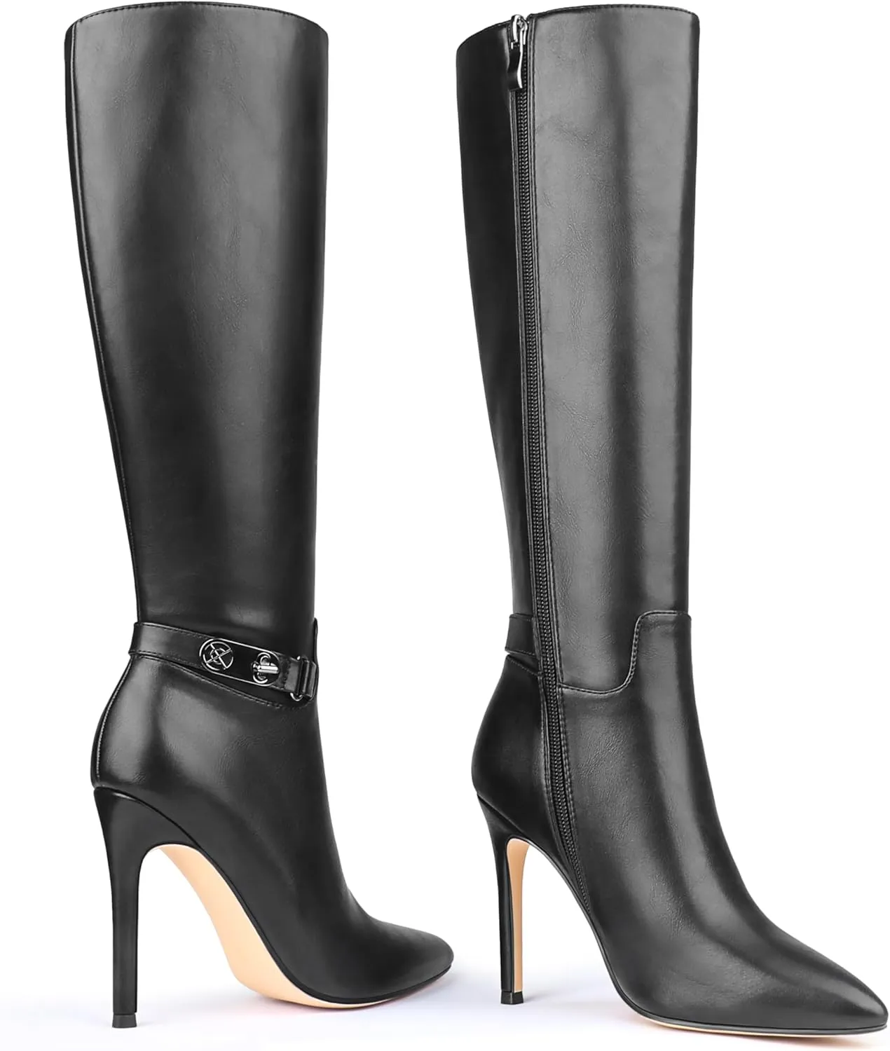 MERUMOTE Stiletto Knee High Boots Women Sexy Pointed Toe Zipper High Heels Boots
